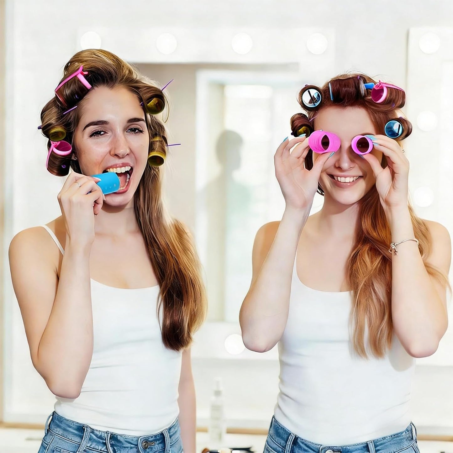 Hair Rollers Set - 60 Plastic Rollers with 60 Pins & 20 Duck Clips | DIY Curling Tools for Men & Women