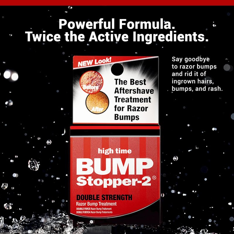 High Time Bump Stopper 2 Double Strength Ingrown Hair Cream | Aftershave Lotion for Men and Women | Razor Bump Balm | 0.5 OZ (6 Pack)