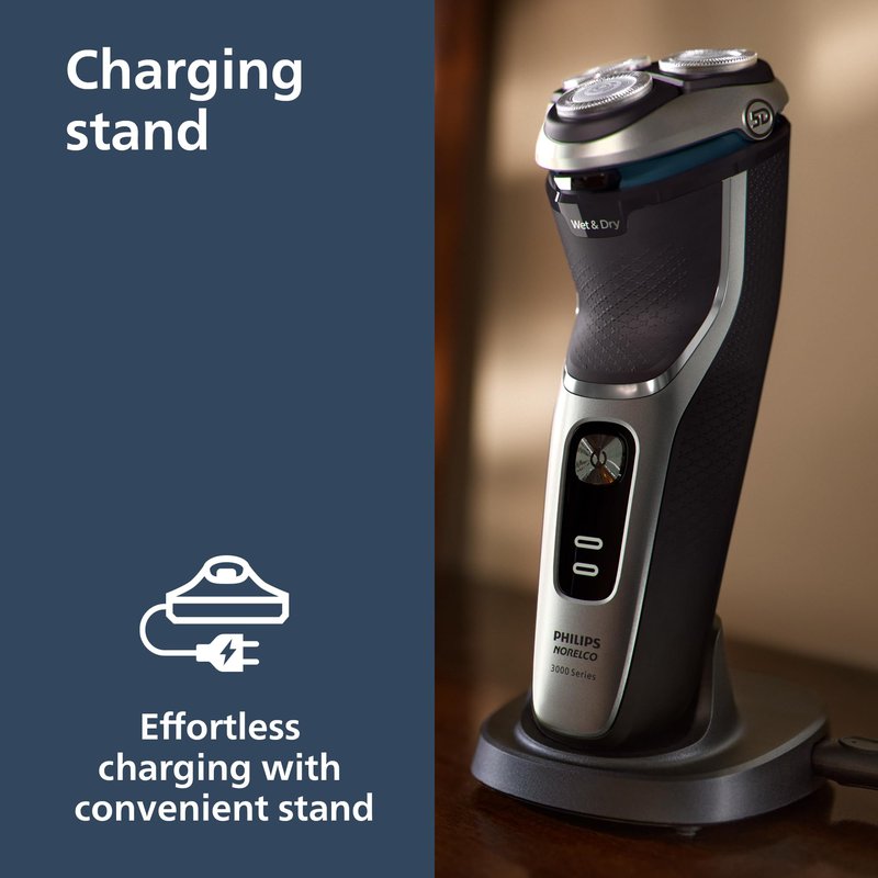 Philips Norelco Shaver 3900 Series, Wet and Dry Electric Shaver, P-Cap, Travel Pouch, Charging Stand, Storm Blue, Model S3341/92 (Pack of 2)