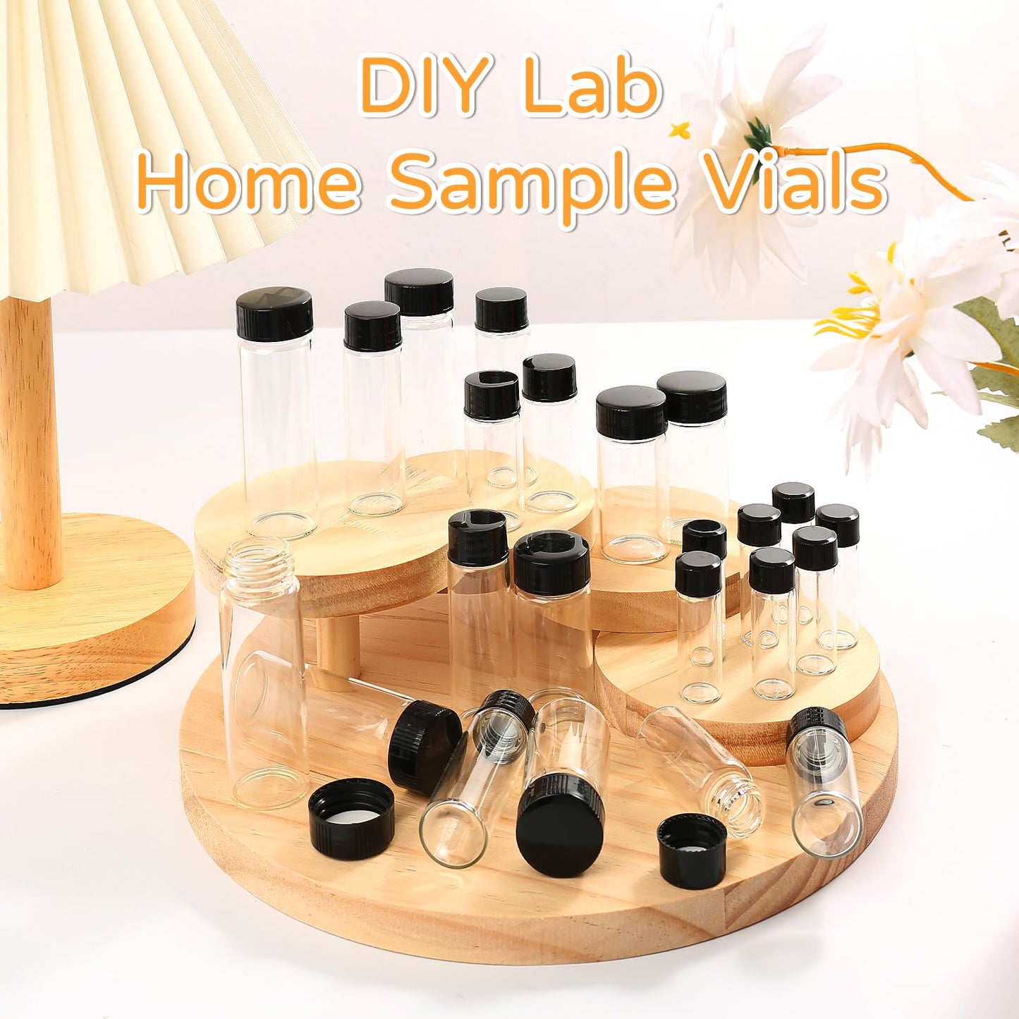 Asherxin 100 Pack 4ml Clear Glass Vials with Screw Caps Small Liquid Bottle Vials for Essential Oi