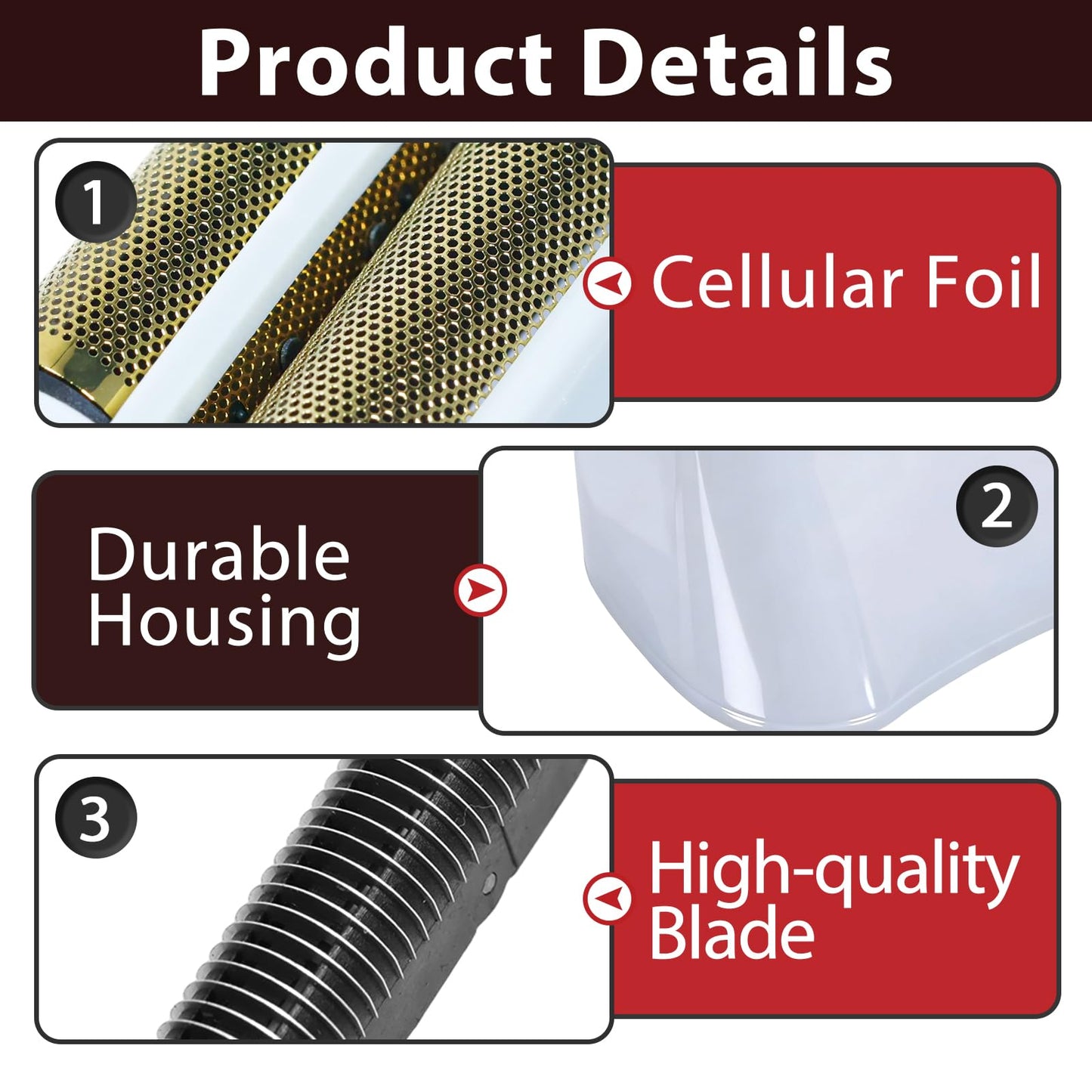 4 Sets Shaver Replacement Foil and Blades Compatible with Andis TS-1 TS-2 17150 17200 17235 17155 ProFoil Lithium Shaver, Stainless Steel Cutter Head