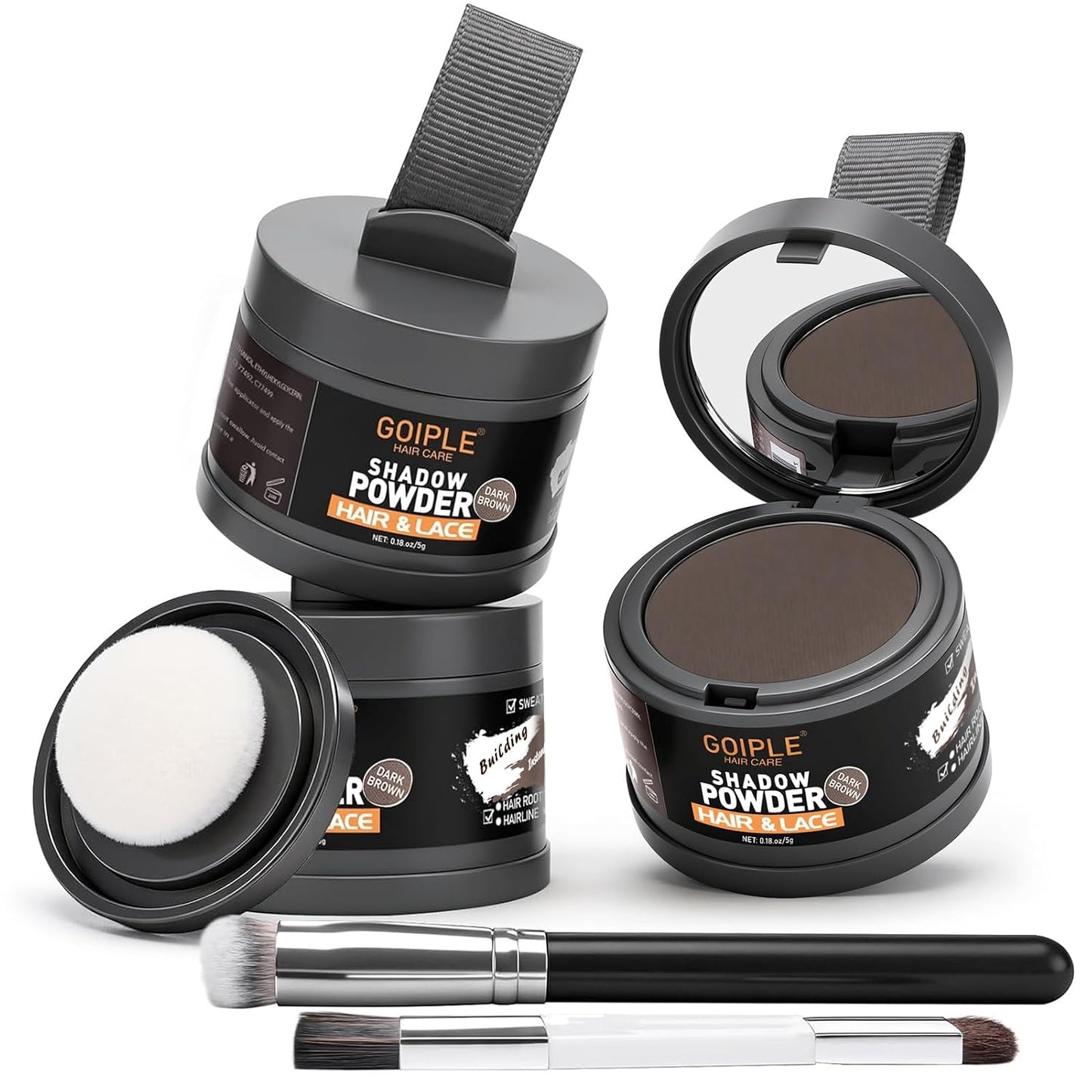 Root Touch Up Powder - 5PCS Gray Coverage Hair Color | Instantly Conceals Thinning Hair & Bald Spots (Black)