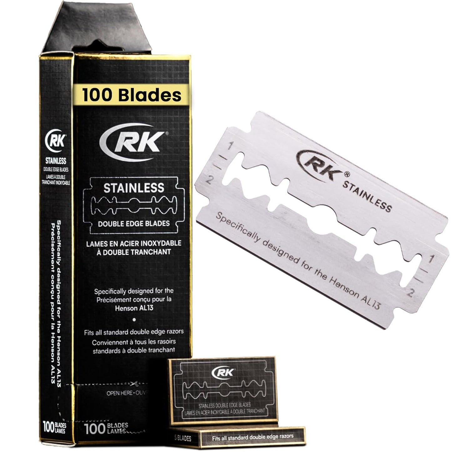 Double Edge Razor Blades - 100 Pack for Henson AL13 Razor | Precision Shaving