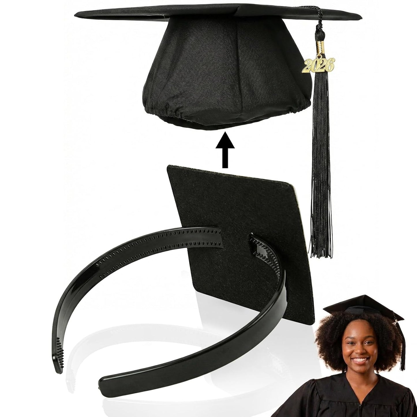 Graduation Cap Headband - 2 Pcs Clear Anti-Fall Hair Band | Secure Accessory for Graduates & Students