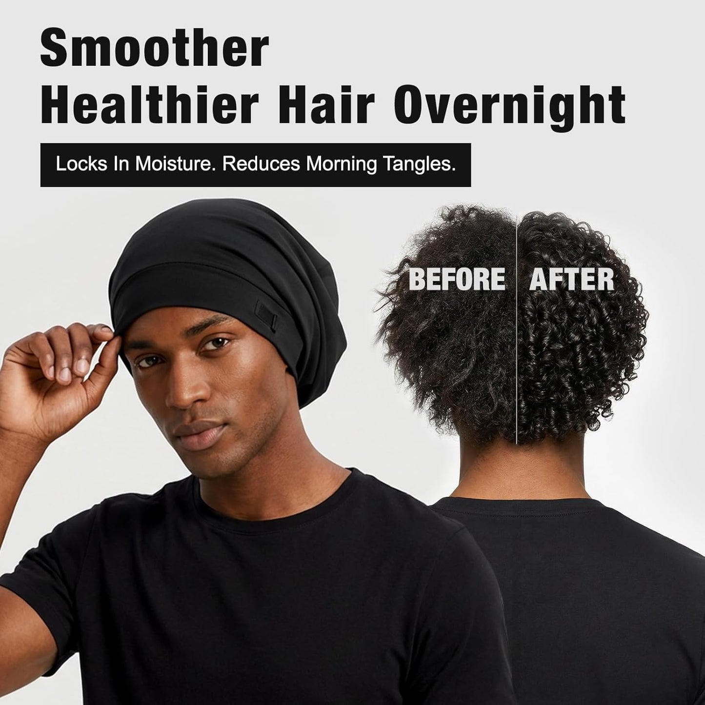 Silk Satin Hair Bonnet for Men - Adjustable Sleep Cap Beanie for Curly Hair | Soft & Breathable Night Hat