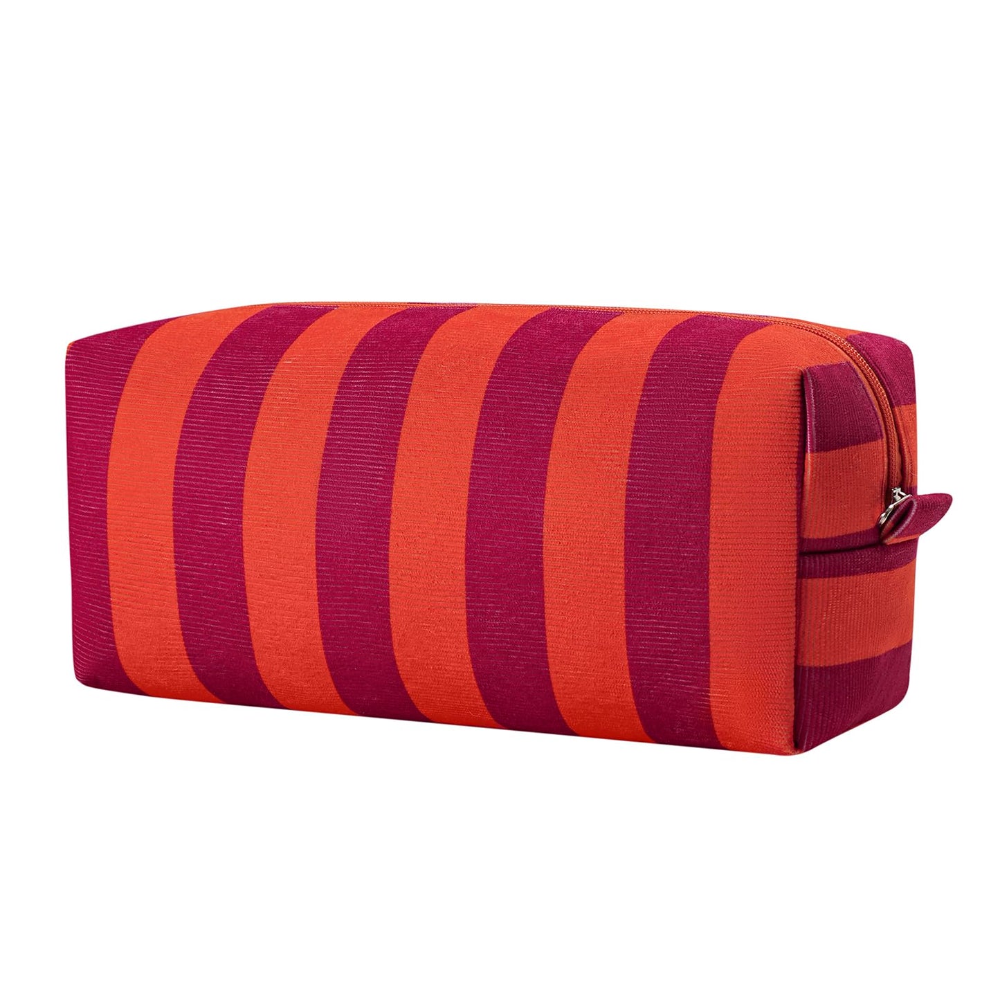 RSRSLEII Striped Hair Tools Travel Bag，Corduroy Hair Dryer Bag, Flat Iron Curling Iron Bag, Aesthetic Foldable Travel Organizer (02Red&Orange)