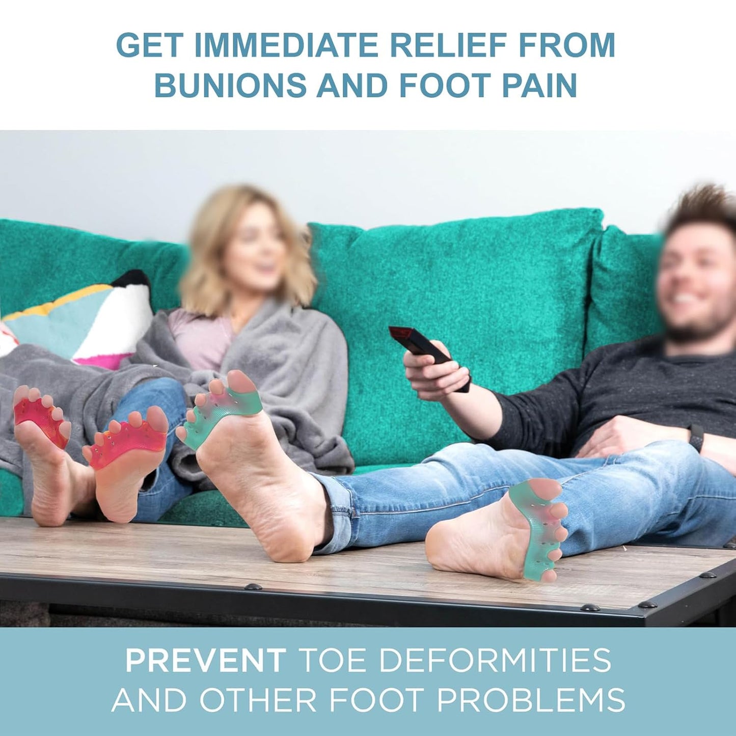 Toe Separators & Spacers - Bunion Corrector for Overlapping Toes, Relieves Foot Pain | Regular Size (Yellow & Red)