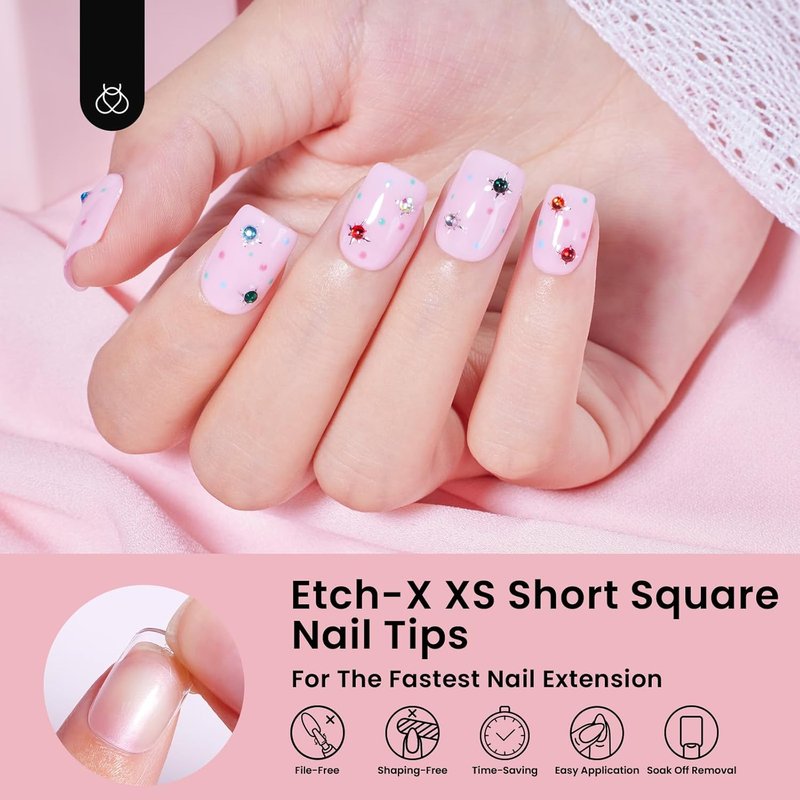 Short Square Nail Tips - 576PCS Half Matte Clear Acrylic Press-On Nails | 12 Sizes for DIY Nail Extensions