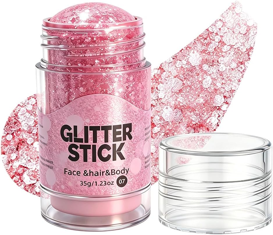 Red White Blue Glitter Stick - Patriotic Face & Body Makeup for 4th of July | Festival Party Accessory (Silver-Gray)