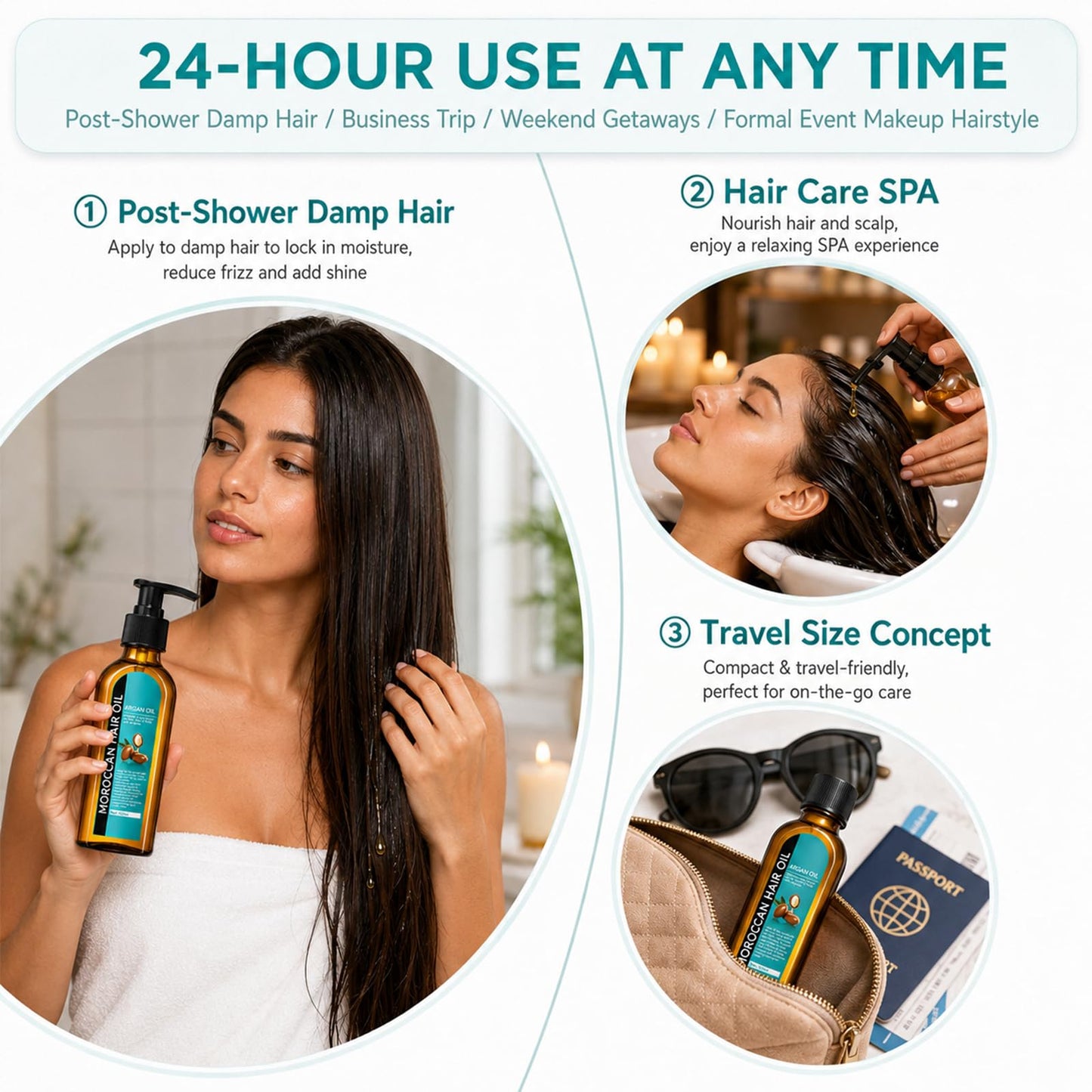 TRIMYFITER Argan Oil, Hair Oil for Frizzy Hair, Hair Care Oil Natural Serum Help Split Ends Dry Scalp Hair Care Products Strengthen Dry Damaged Curly Long Curly Hair Treatment Heat Protectant