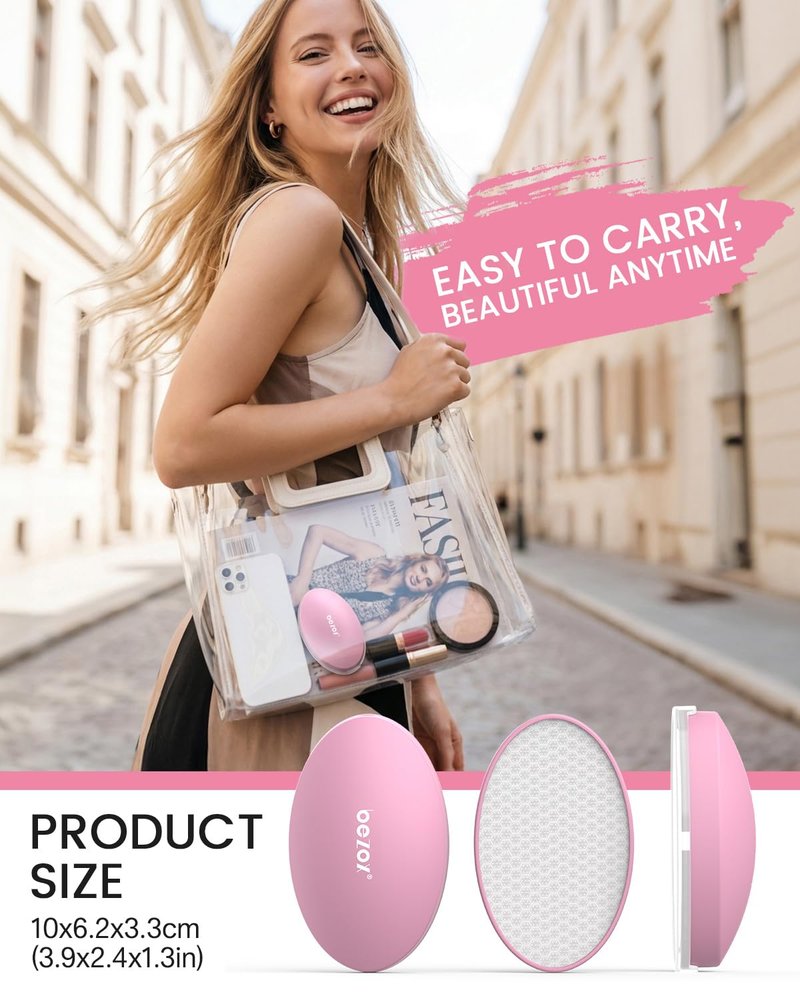 BEZOX Glass Hair Eraser, Magic Crystal Hair Removal Epilator for Full Body, Innovative Glass Body Hair Shaver for Travel, Gentle Exfoliation for Bikini, Legs, Arms, and Back - Pink