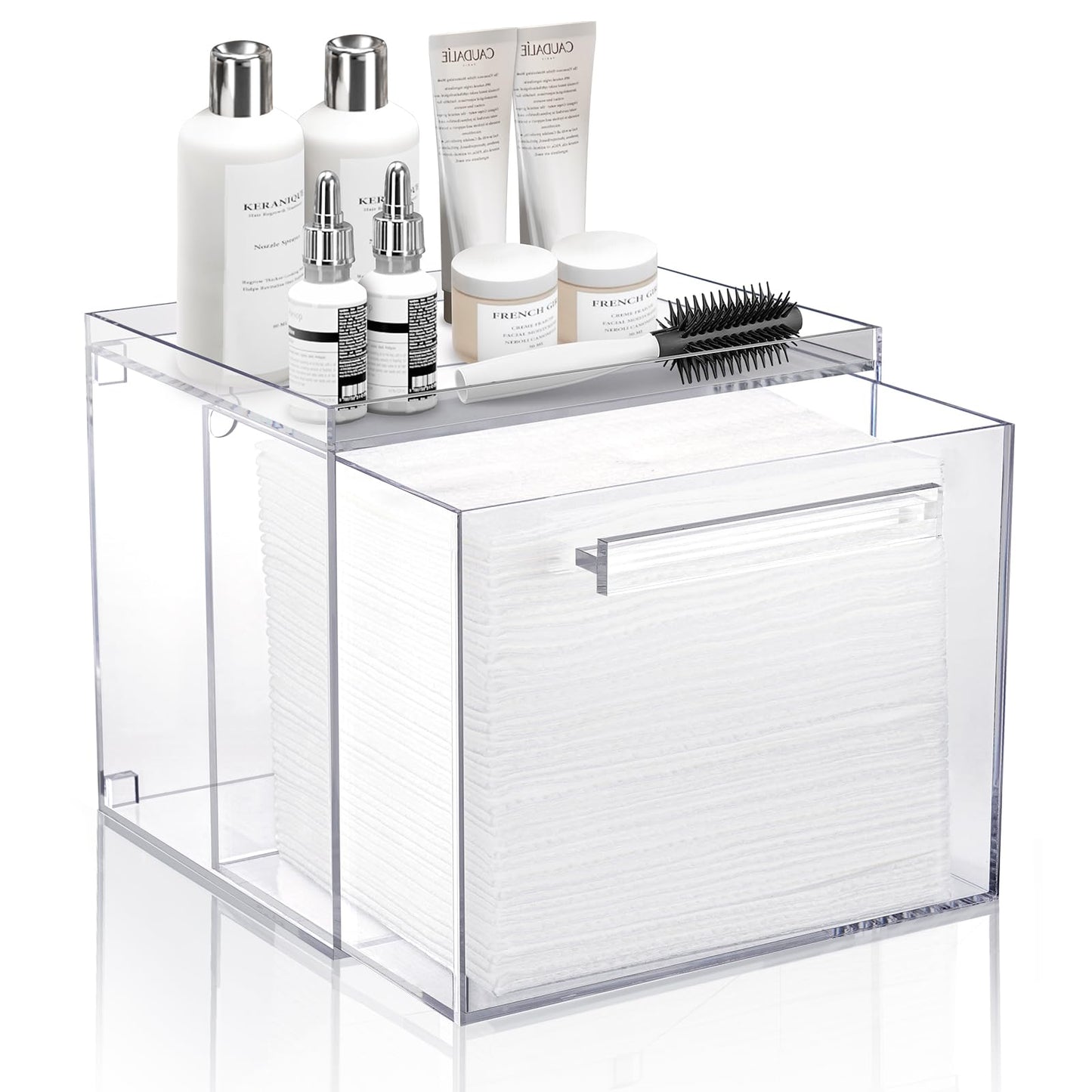 TAINESS Acrylic Disposable Facial Towels Holder, Wall-Mounted, Clear