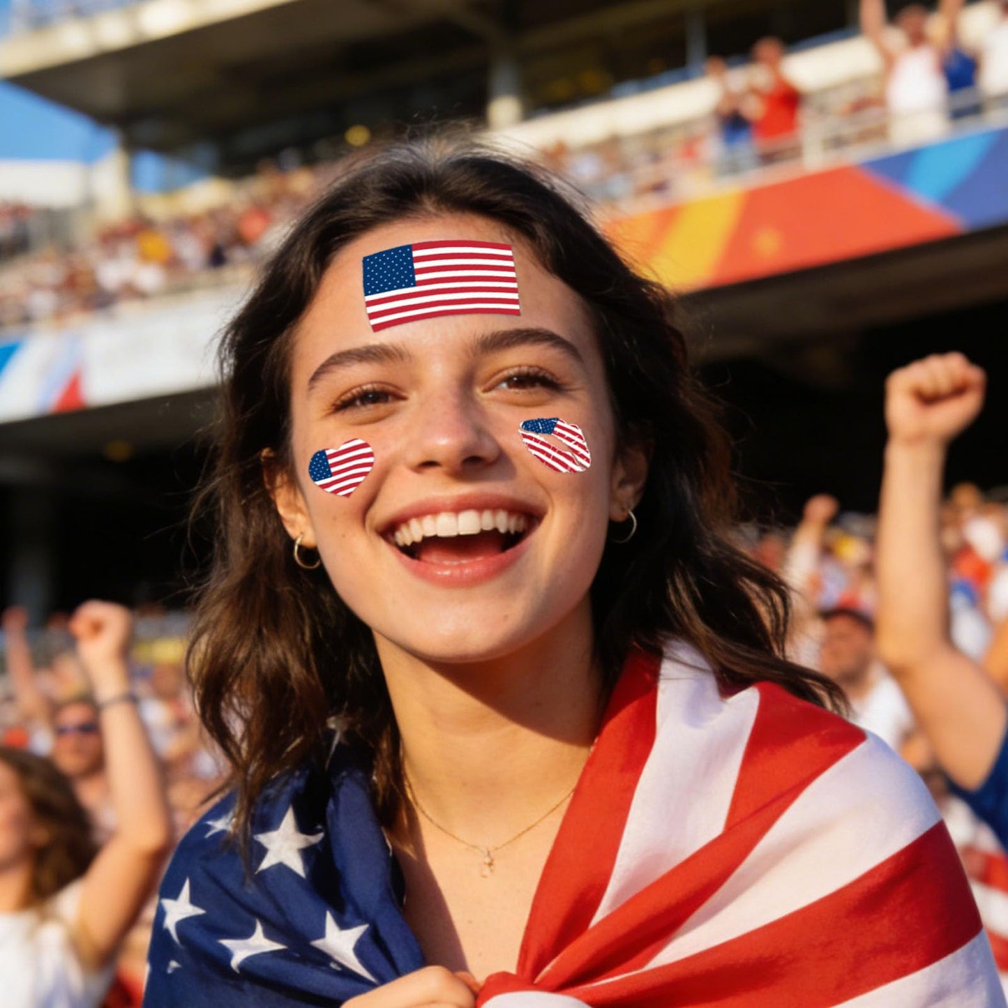 American Flag Tattoos 50 Sheets America USA World Cup Temporary Face Stickers 150 PCS Football Waterproof National Flag Removable Fake Tattoos For Men Women