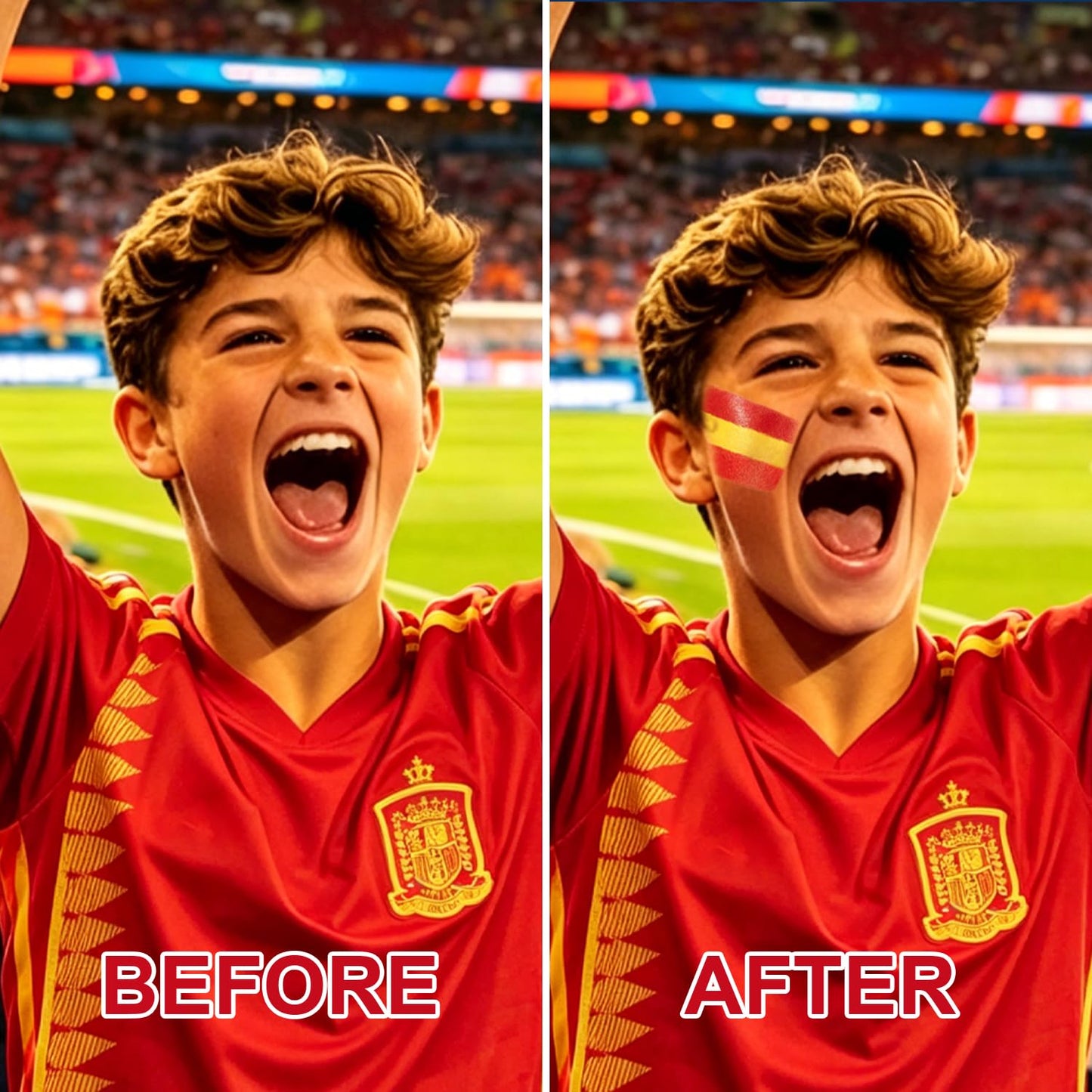 Spain Face Paint Stick - Sweatproof High Pigment for World Cup Fans | Red & Yellow Colors