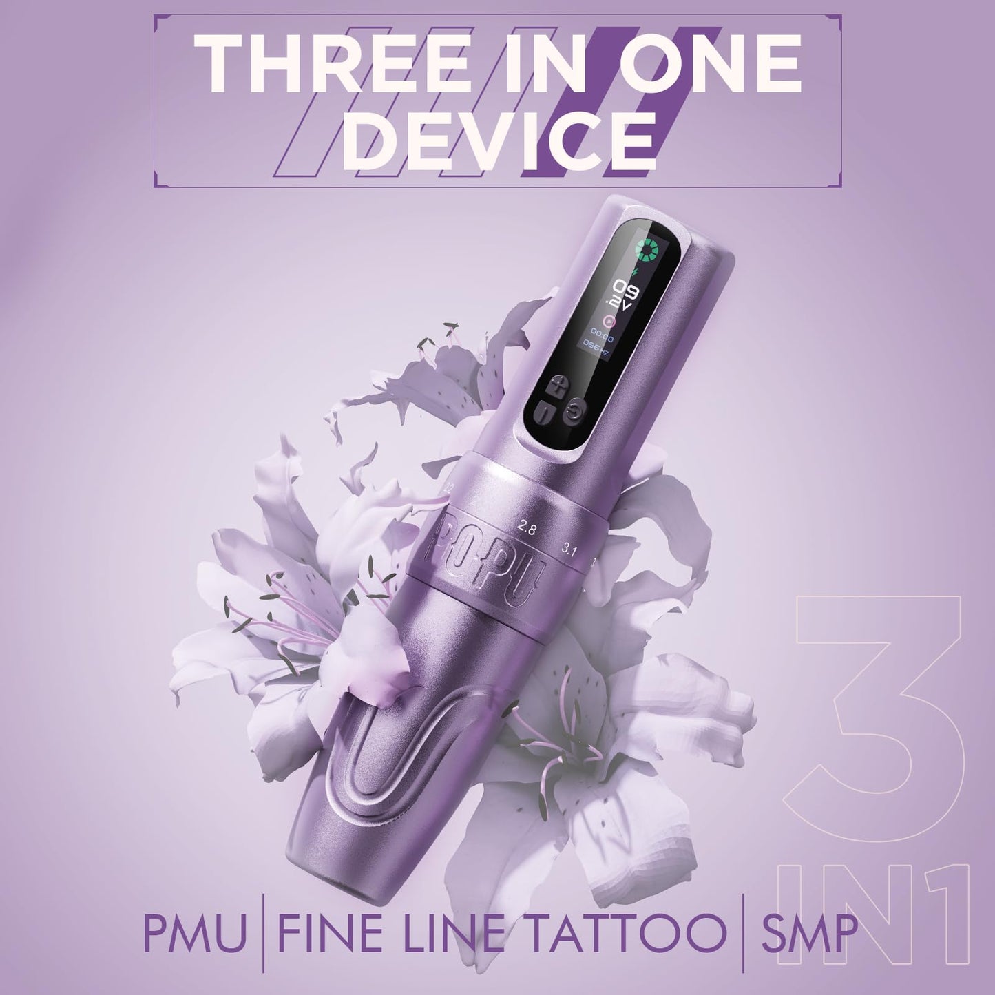 POPUPMU Wireless Tattoo Pen Machine 2.0-3.5mm 6 Adjustable Strokes Brushless Motor Rotary Tattoo Machine 1600mAh with OLED Screen 180g for Tattoo Artist Eyebrows Hair Tattoo Scalp Black(DIVA)