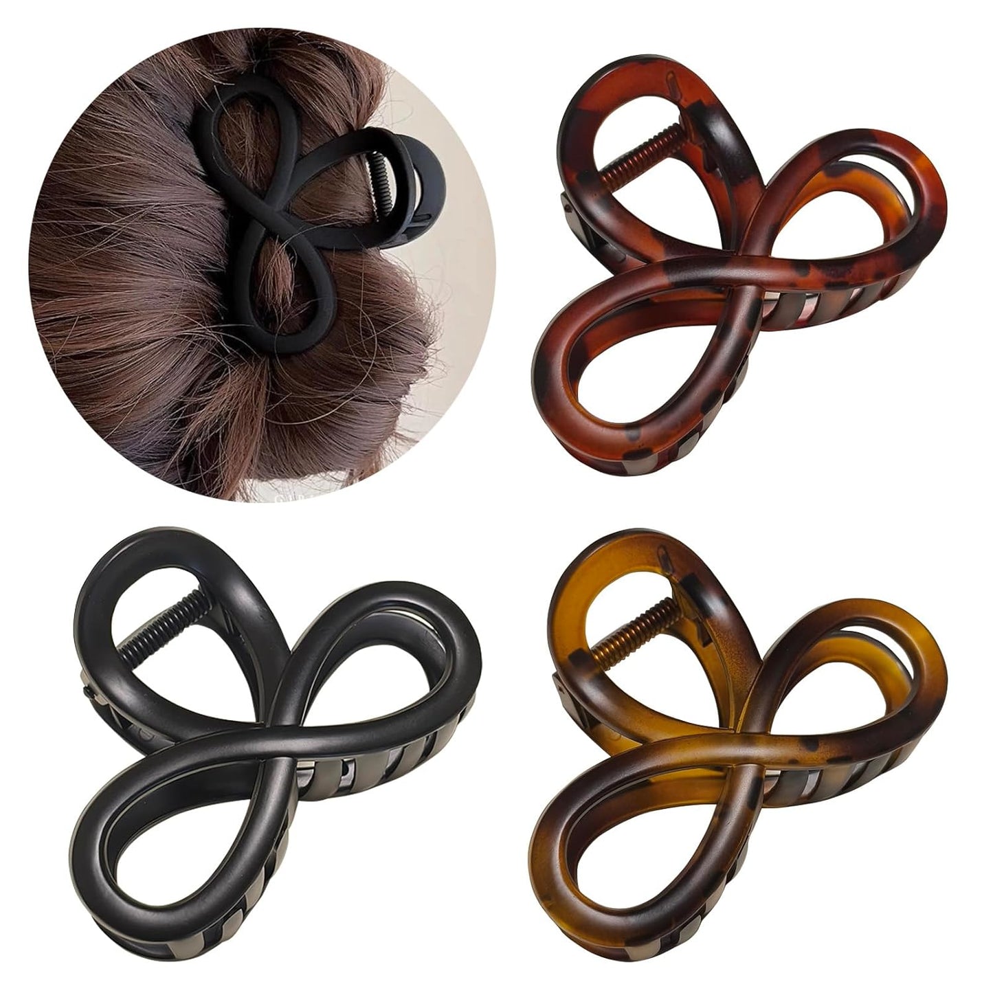 Hair Claw Clips - Unbreakable No Slip Matte Design for Thin & Medium Thick Hair | 3.3 Inch, 3 Pack