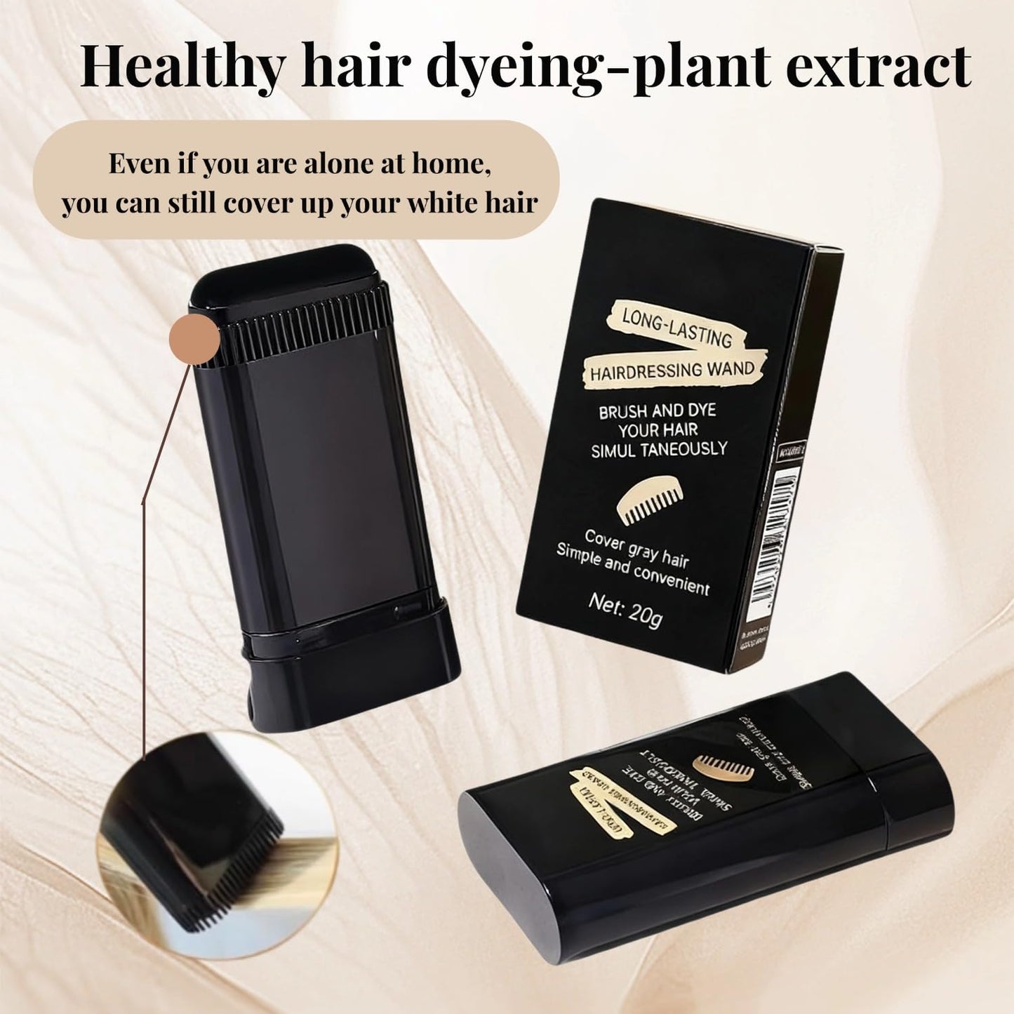 Instant Hair Dye Stick - 2-in-1 Waterproof Black Hair Color Cover | Quick Root Touch-Up