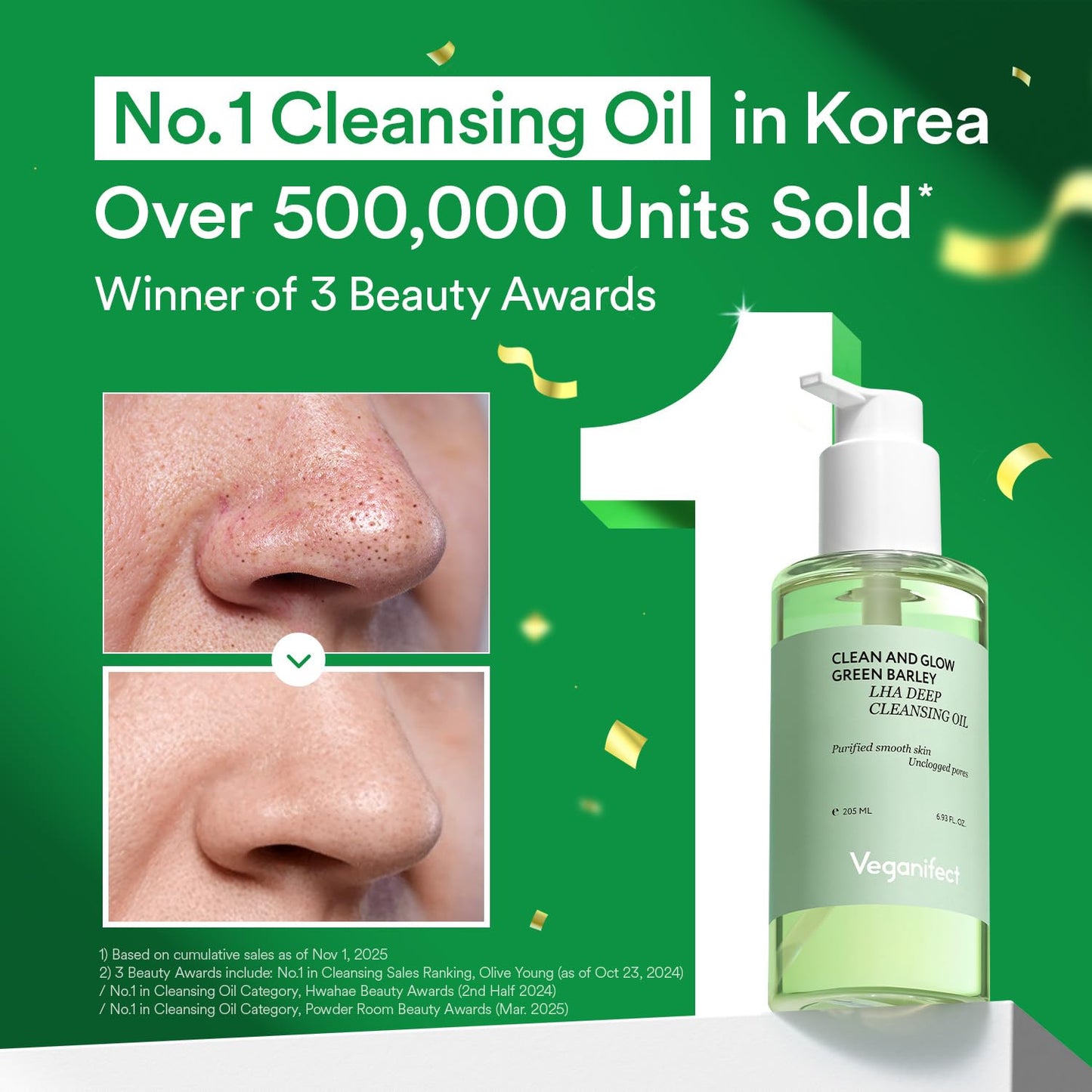 LHA Deep Cleansing Oil - Vegan Pore Control & Blackhead Remover | Gentle Daily Makeup Remover, 205ml/6.93 fl oz