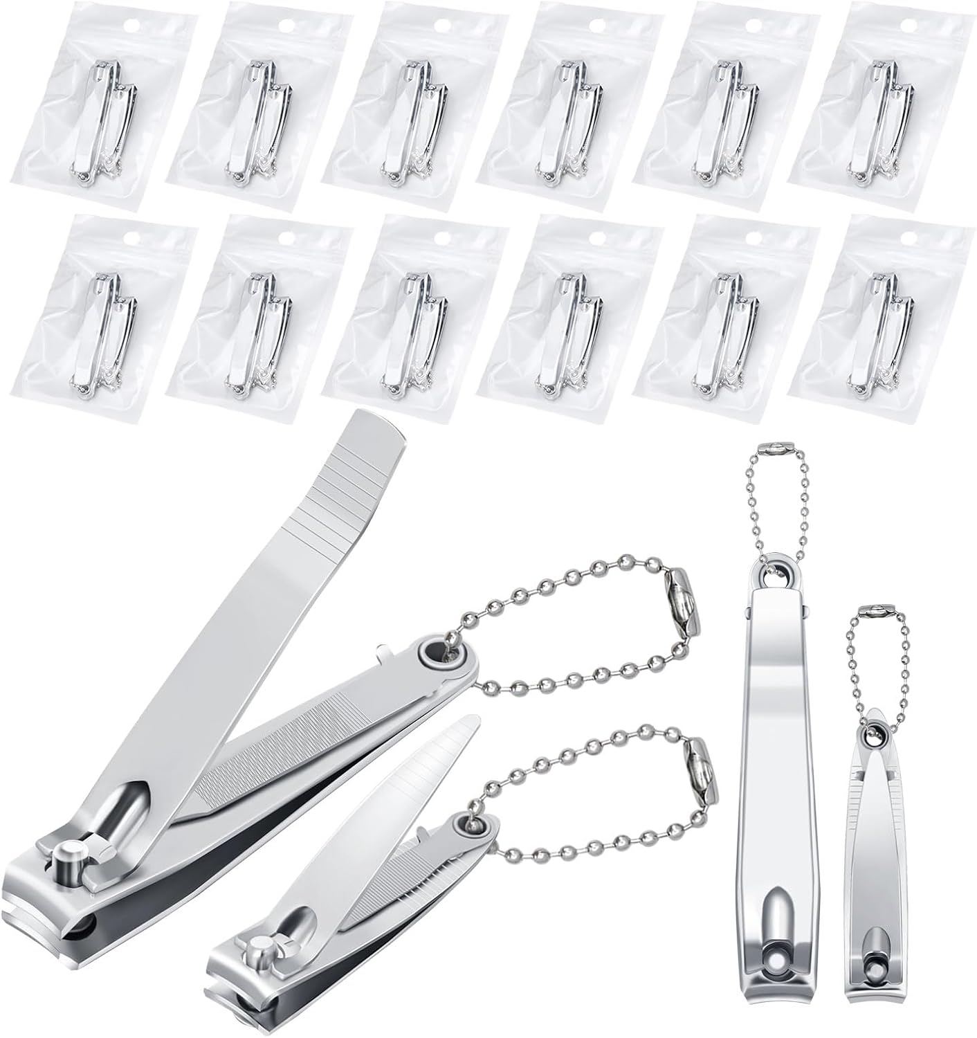Nail Clippers Bulk - Fingernail Clippers with File | Individually Wrapped for Travel & Charities (50-Pack)
