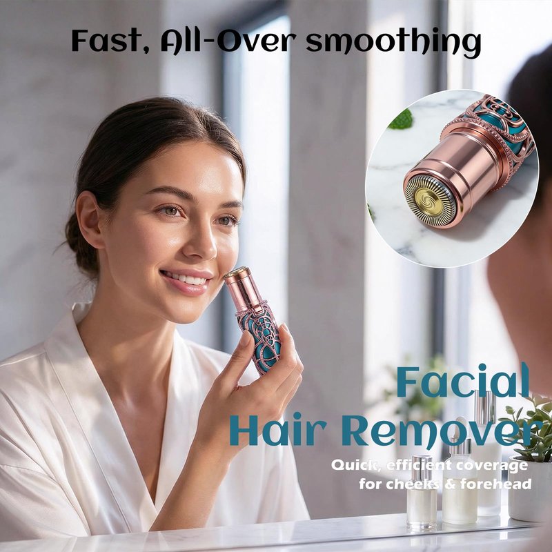 VEGITERIA Facial Hair Remover & Eyebrow Trimmer for Women – 2-in-1 Painless Electric Shaver with Elegant Shape, Waterproof & Rechargeable, for Eyebrows, Upper Lip, Peach Fuzz & Chin