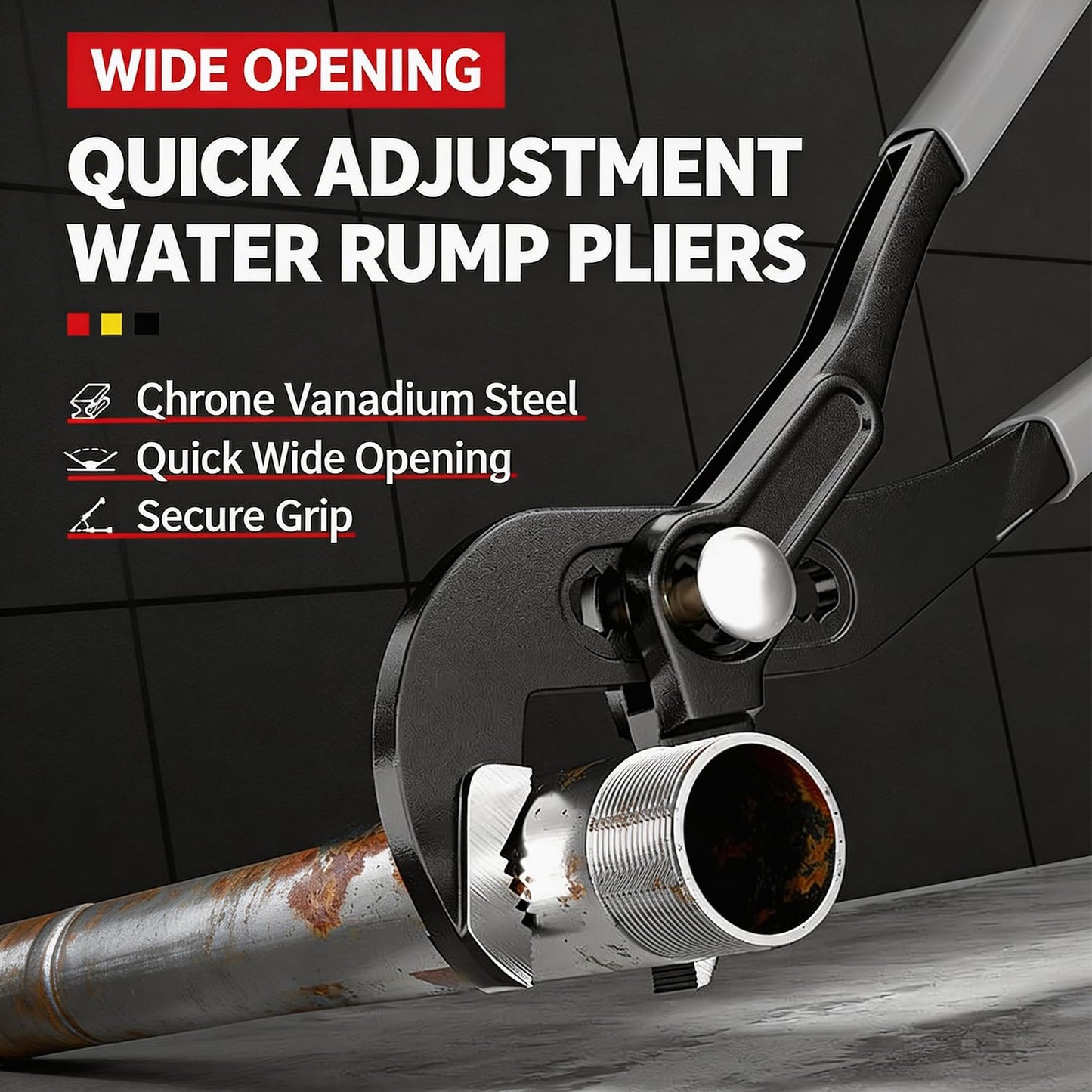 7-Inch Adjustable Groove Joint Pliers, Multi-Function Chrome Vanadium Steel Water Pump Pliers, V-Jaw Channel Locks for Home DIY, Plumbing Maintenance & Daily Repairs