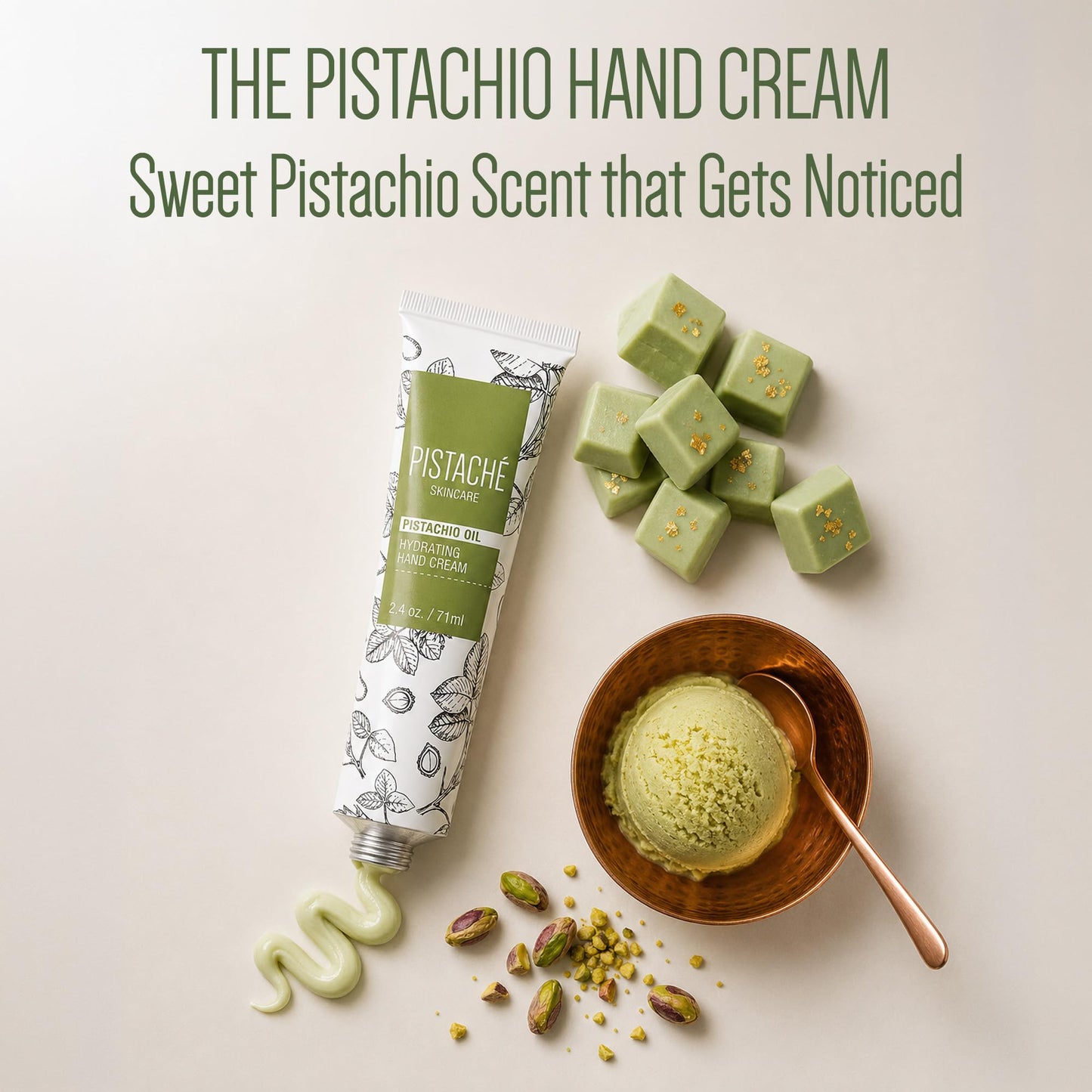 Pistaché Skincare Pistachio Oil Hand Cream | Nourishing & Hydrating Moisturizer for Dry Hands, Nails & Cuticles | Long-Lasting with Vitamin E & Antioxidants (Travel Trio)