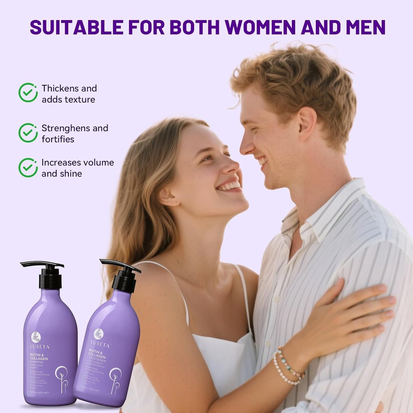 Biotin & Collagen Shampoo and Conditioner Set - Thickening Formula for Hair Loss & Growth | Sulfate-Free, 2×16.9oz