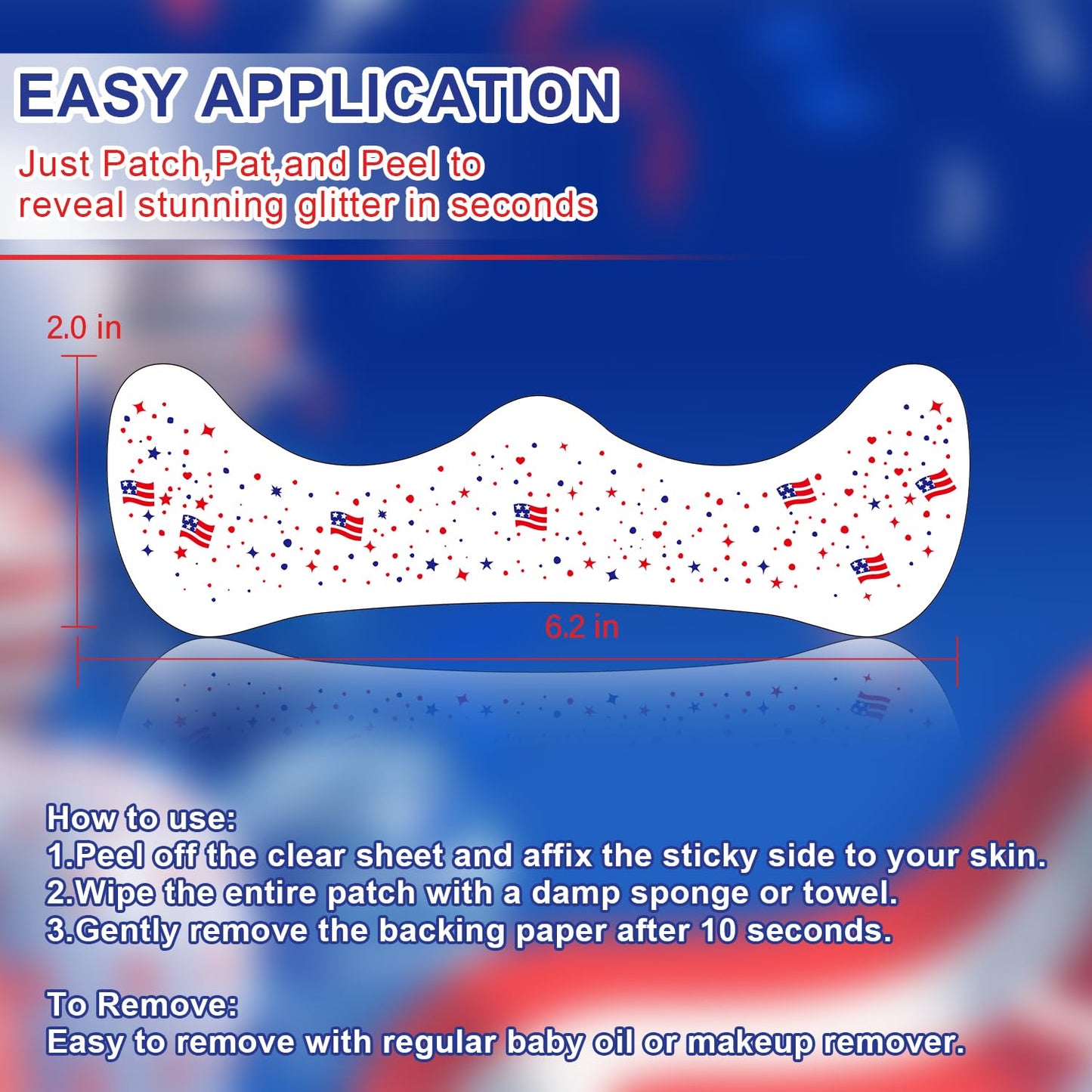 USA Flag Glitter Freckles - 8 Pcs Red, White & Blue Face Tattoos for 4th of July & Memorial Day