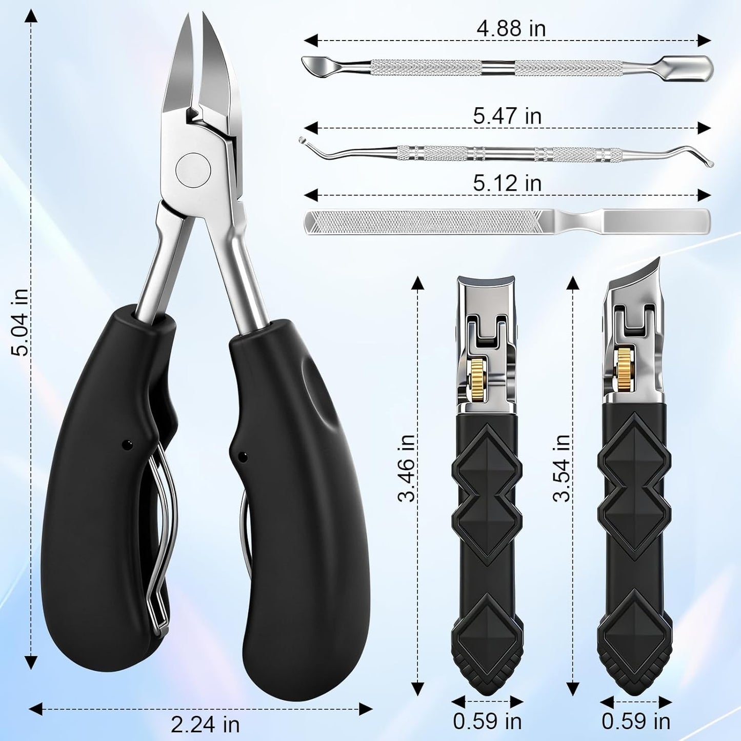 6-in-1 Toenail Clippers for Seniors - Heavy Duty Nail Cutter Set | 45° Angle for Ingrown Toenails, Arthritis Relief