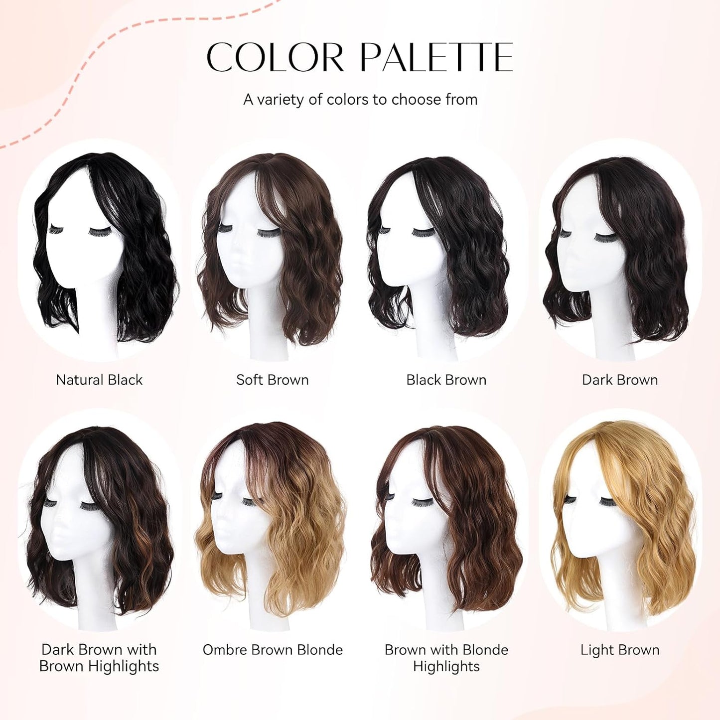Hair Topper for Women - 11 Inch Short Wavy Synthetic Hairpiece | Heat Resistant, 6.5"x6.5" Base for Thinning Hair