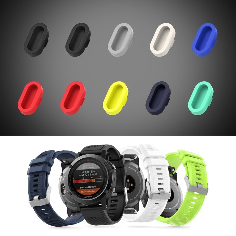 MoKo Dust Plug Compatible with Garmin Fenix 8/7/7S/7X/ 5/5S/5X/6/6S/6X/6 Pro/6S Pro/6X Pro/Forerunner 935/Vivoactive 4/Venu,10 Pack Silicone Charger Port Protector Anti Dust Plugs Caps, Multi Colors A