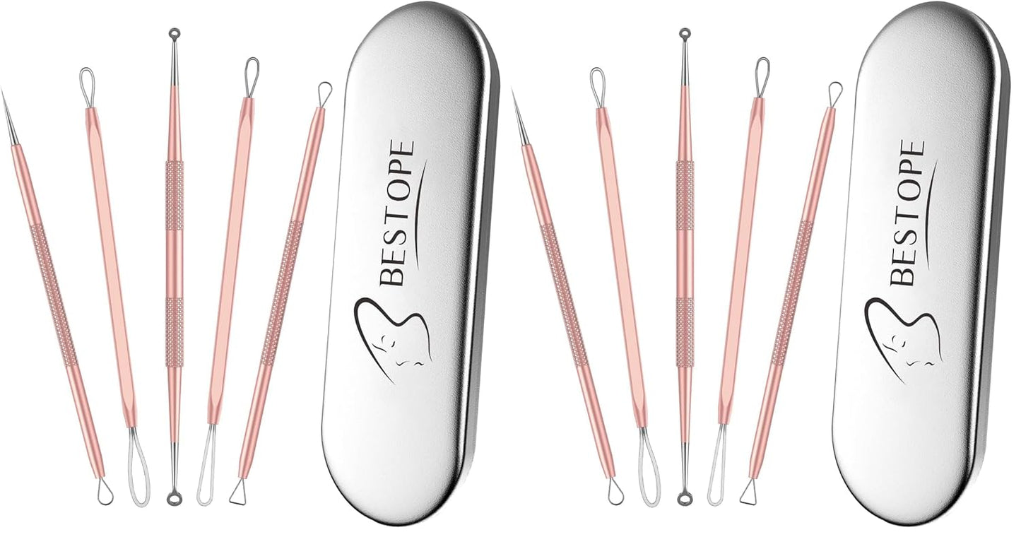Blackhead Remover Tool Kit - Stainless Steel Pimple Popper & Comedone Extractor for Face | Acne & Blemish Removal