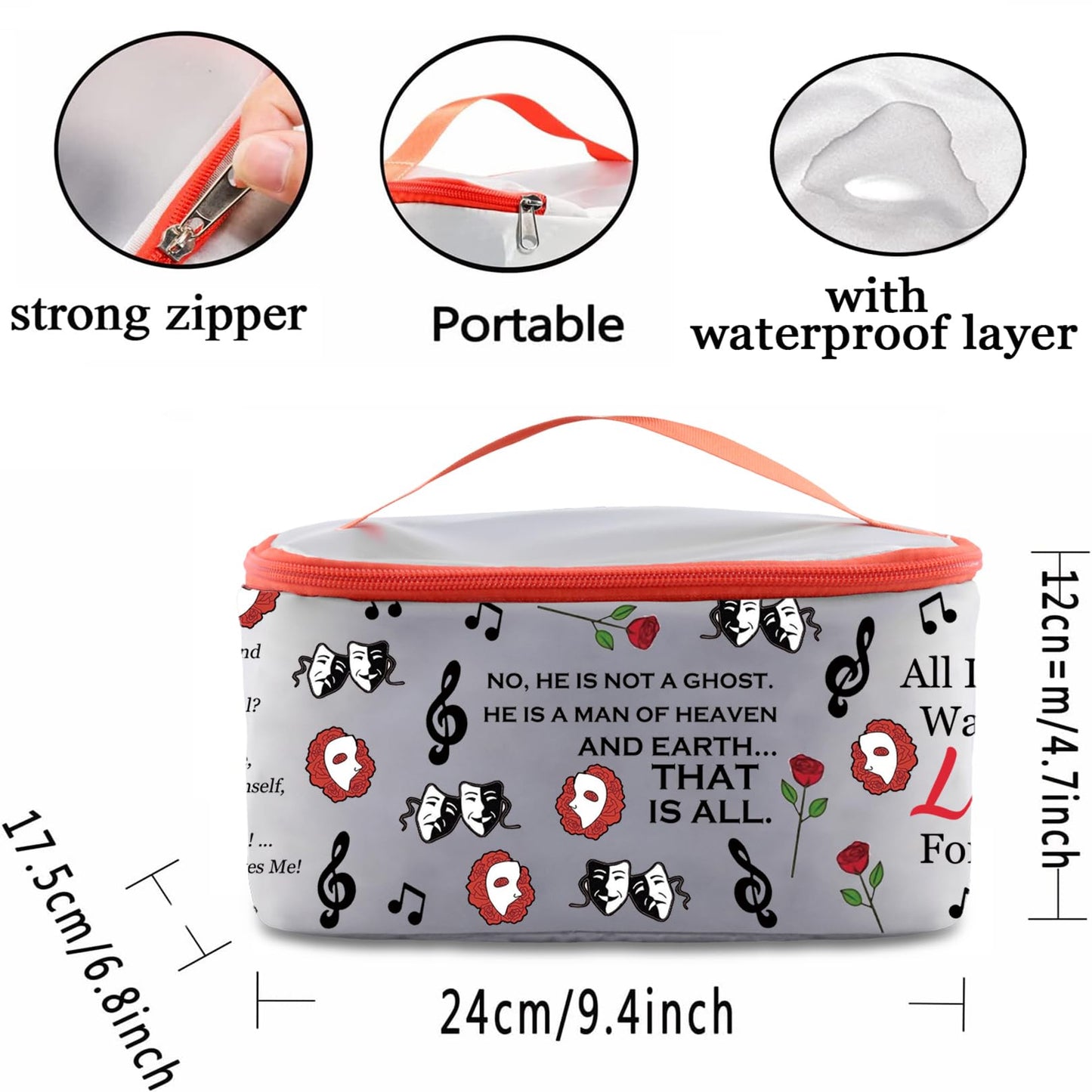 PXTIDY Opera Phanto Drama Cosmetic Case Musical Gift Mask Theatre Bag Musical Gift
