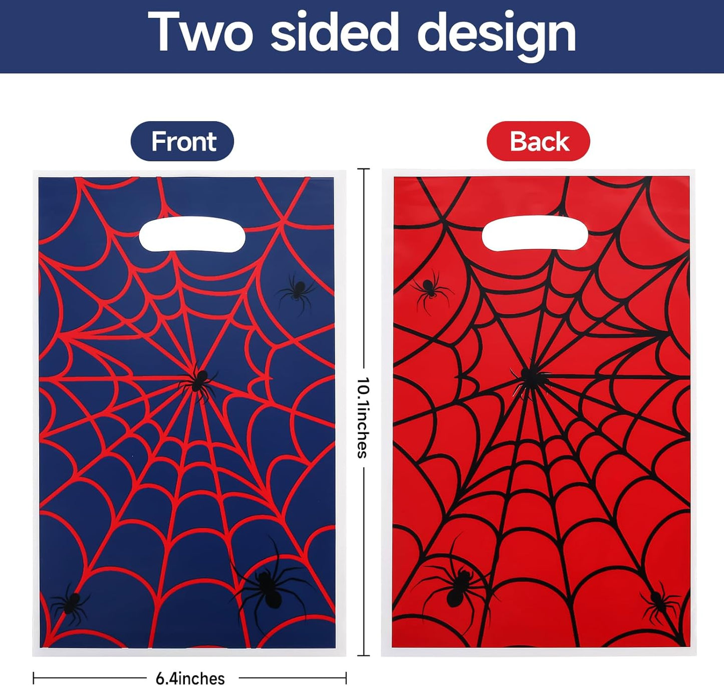 Adarro 40PCS Spider Web Party Favor Bags - Red & Blue Cartoon Goodie Candy Bags for Birthdays