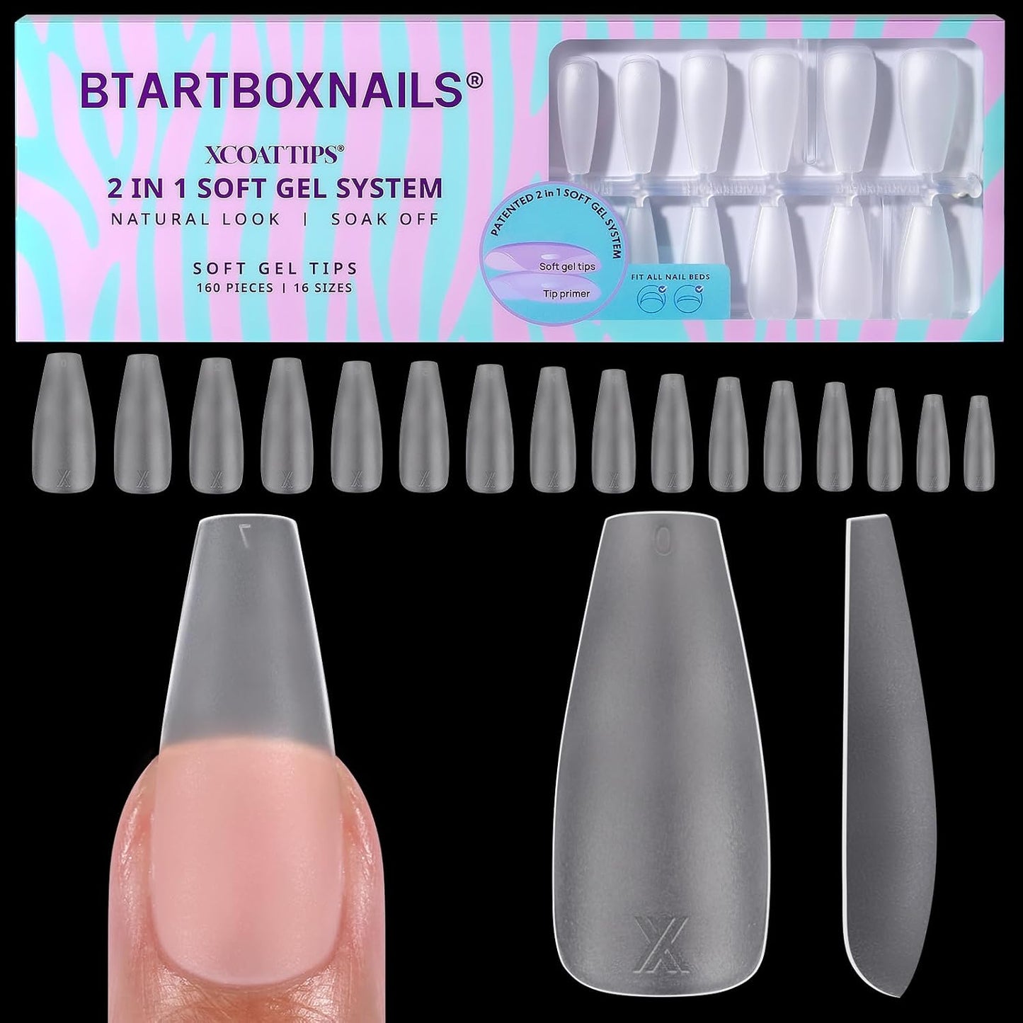 BTArtbox Press-On Nails - 5 Shades of Nude Long Stiletto | 16 Sizes for Easy Application & 4-Week Wear