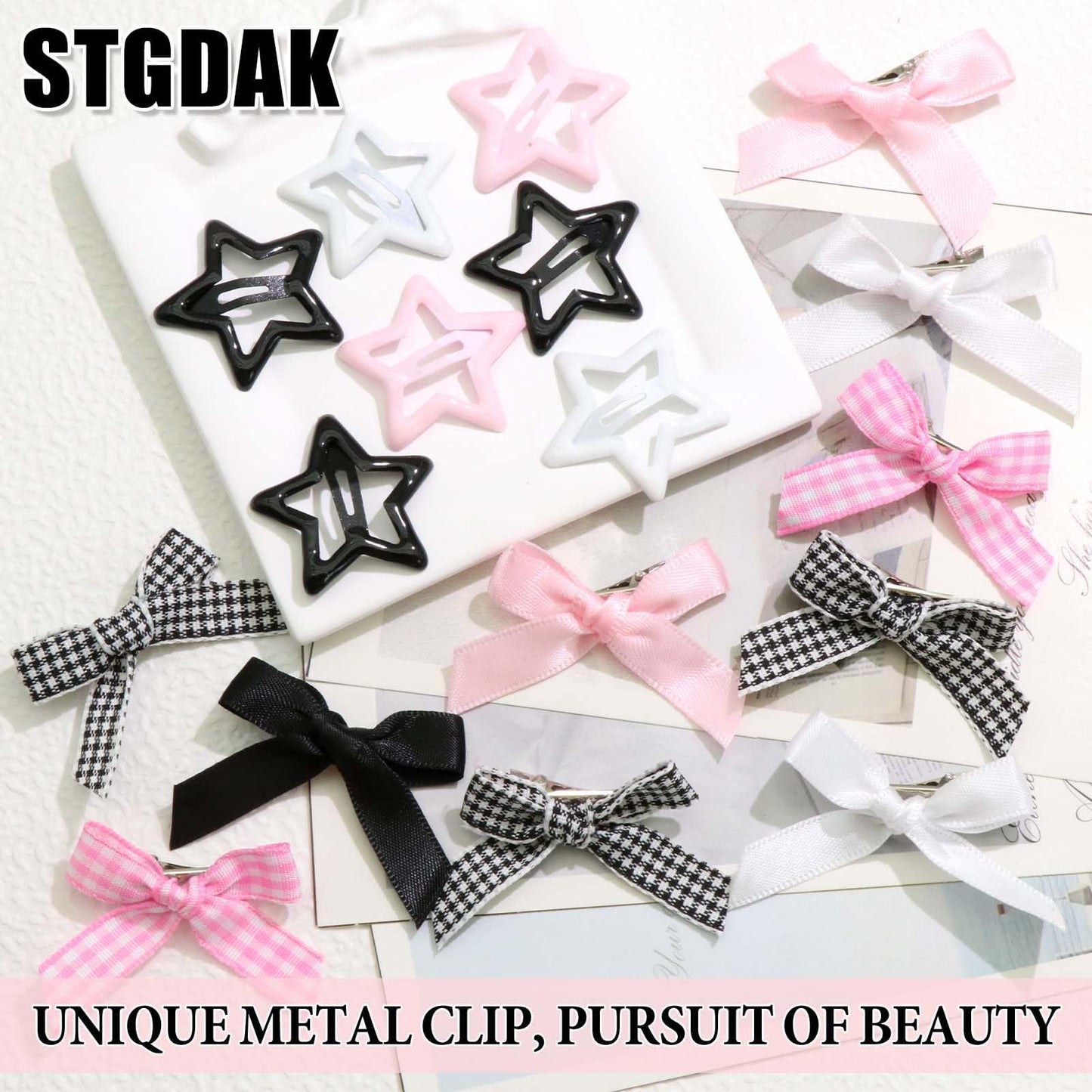 STGDAK 18 Pcs Mini Bow Shape Barrette Purple Star Hair Clips Y2k Accessories Kawaii Metal Clip Water Drop Snap Barrettes Cute Star Clip Christmas Hair Accessories For Women Girls Festivals Party