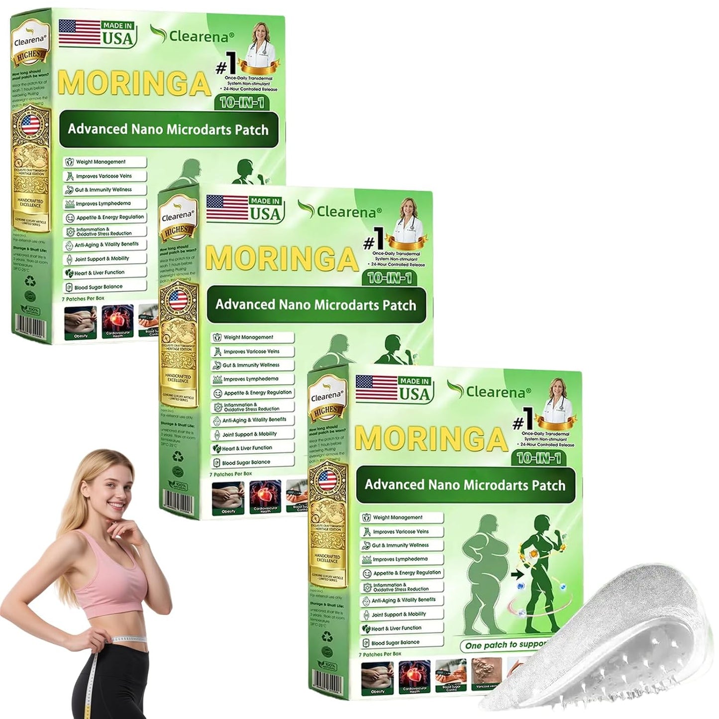 Clearena Moringa Patch - Advanced 10-in-1 Nano Microdarts for All Skin Types | 3 Pack