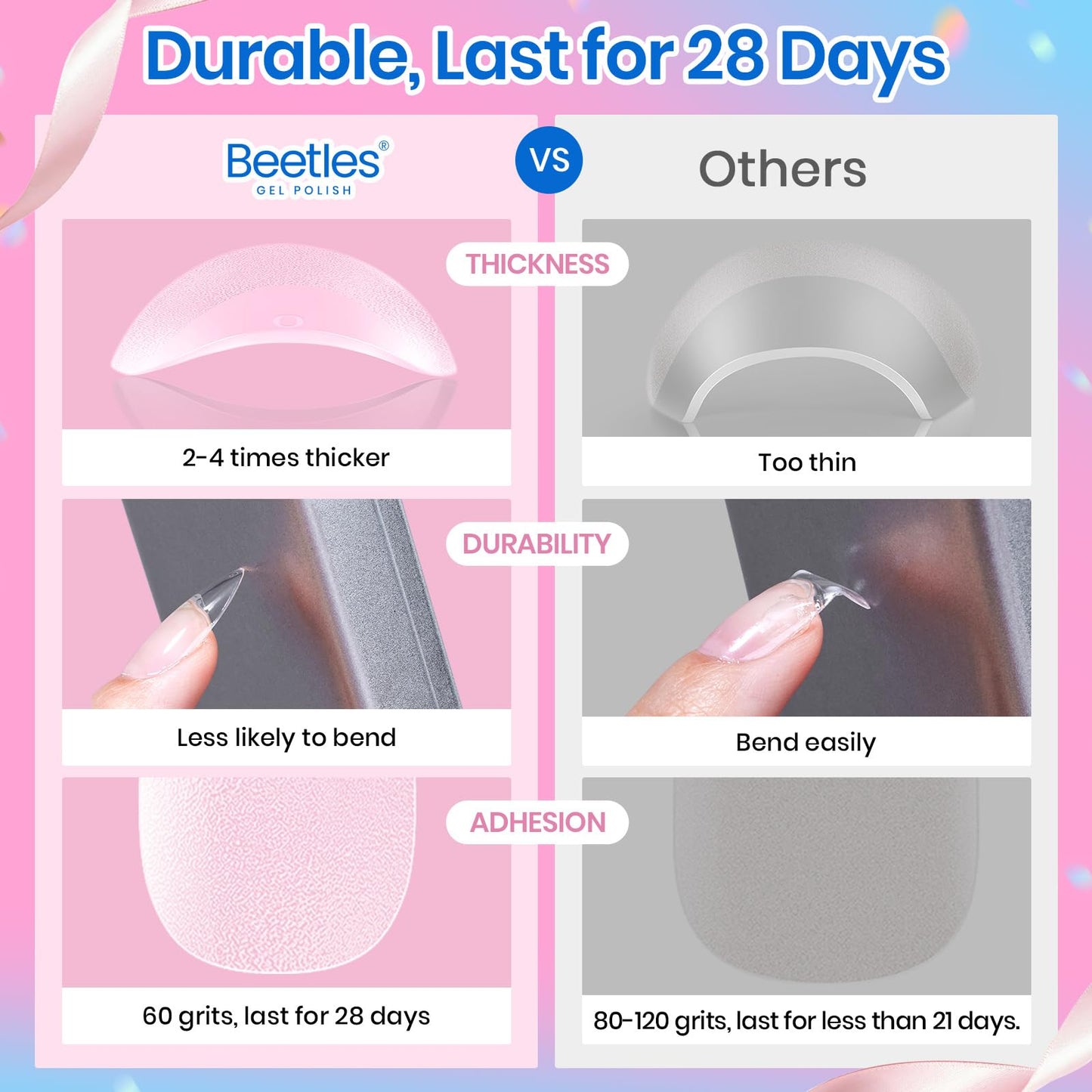 Beetles Medium Almond Nail Tips 576pcs 12 Sizes, Pre-Etched Soft Gel Nail Tips Half Matte Full Cover Press on False Nail Tips Clear Acrylic Nails Glue on Nails DIY Nail Extension Gift for Women