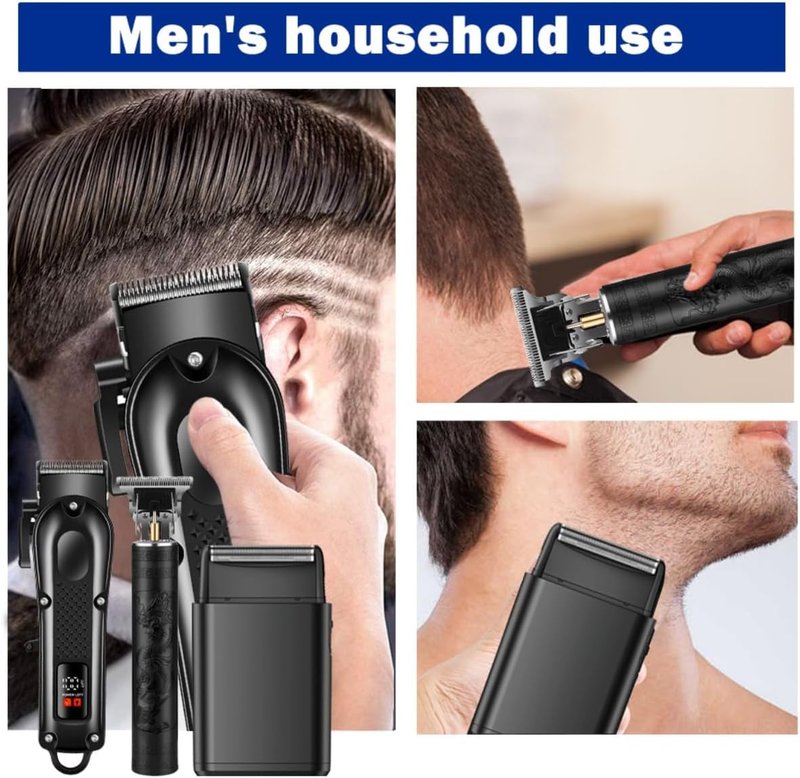 Hair Clippers Set for Men - Professional Hair Cutting Tools & Trimmers | Electric Foil Shaver for Home Use