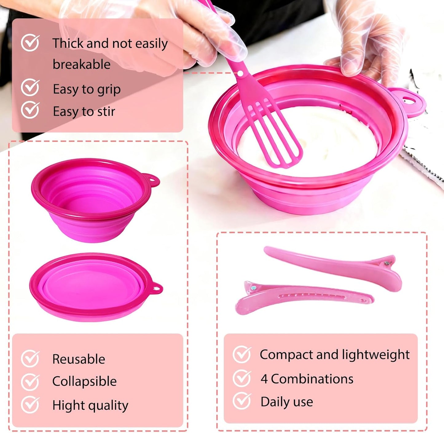Professional Hair Dye Kit - 21 Pcs Salon Tools with Brush, Bowl, Clips & Gloves | Hair Bleaching & Coloring Set for Stylists