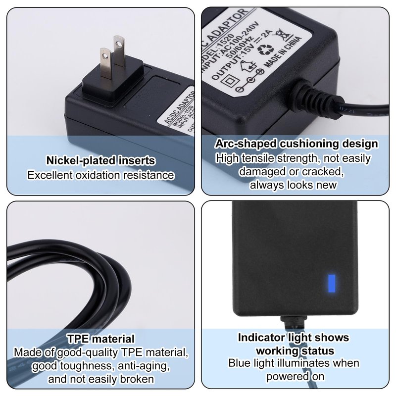 15V Charger for Theragun Mini/Prime & Fusion, Small Travel Massager Charging Cable with Power Adapters for Massage Gun Professional Accessory