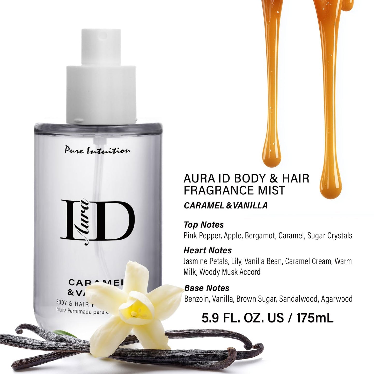 Caramel Vanilla & Strawberry Hair & Body Mist Gift Set - Lightweight Layerable Spray | 2 Pack, 5.9 fl oz Each