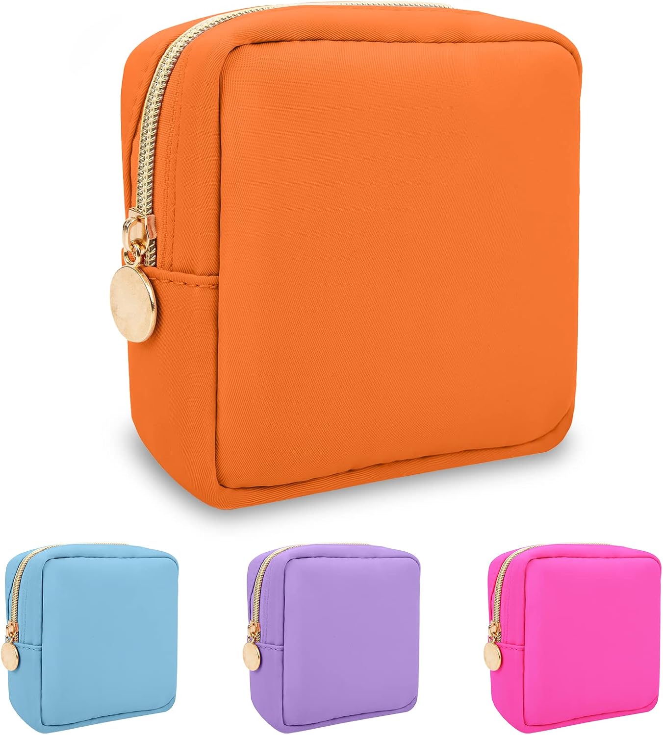 Floral Makeup Bag - Cute Pink Nylon Zipper Pouch for Travel | Waterproof Cosmetic Organizer for Women