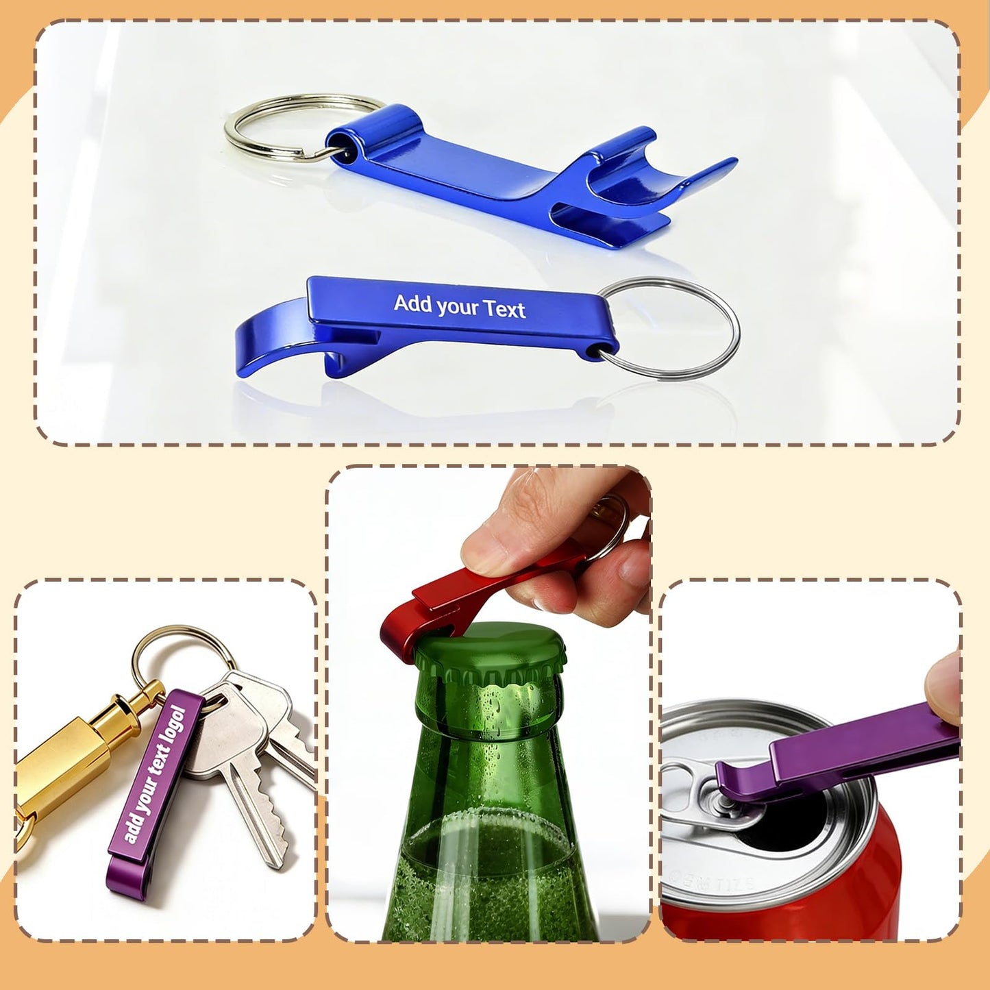 10-100pcs Custom Aluminum Beer Bottle Opener Custom Bottle Opener Personalized Bottle Opener Keychain Bulk Engraved Text Logo Keychains for Bars Wedding (100)