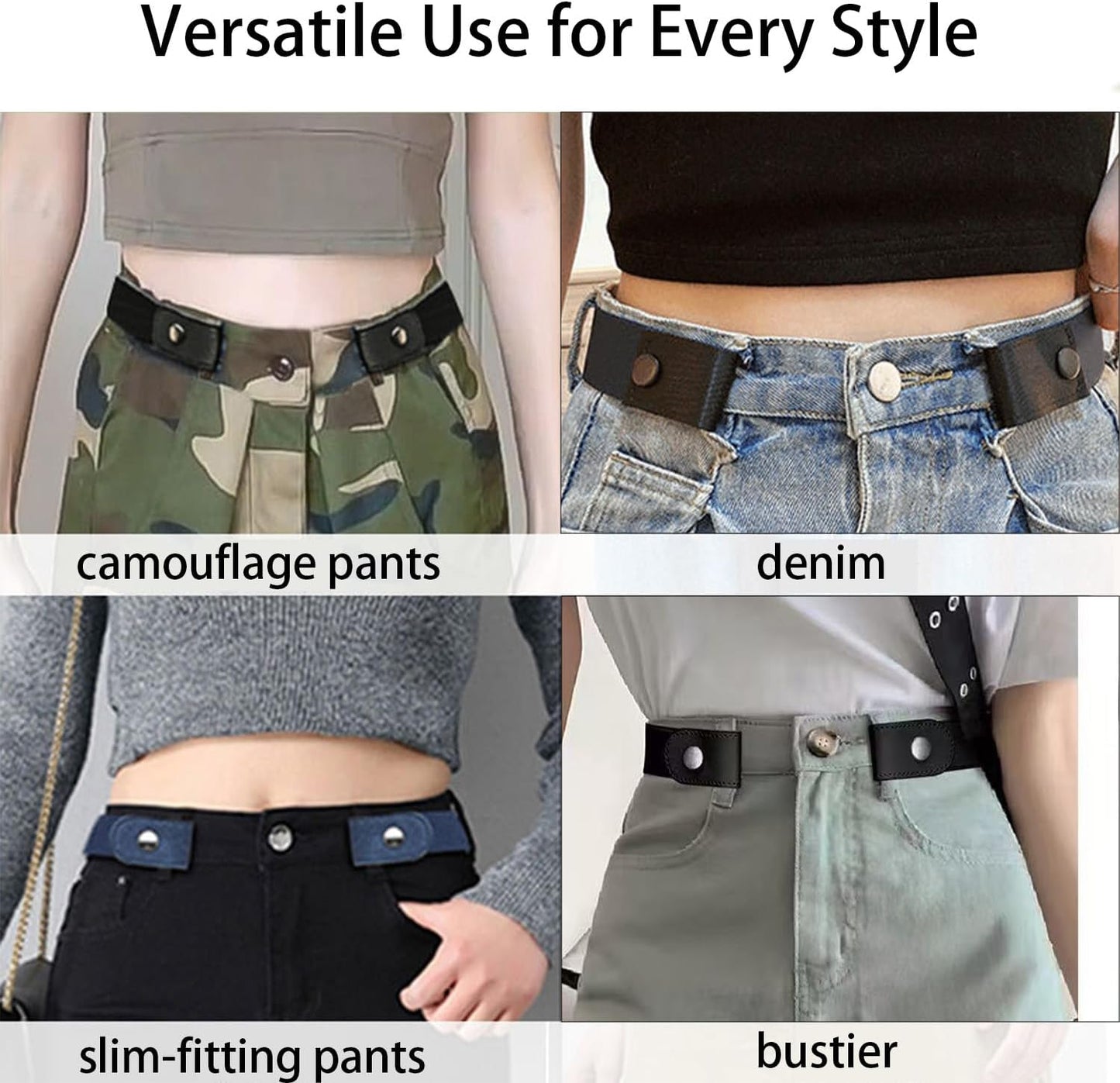 Elastic No Buckle Belt for Men & Women - Comfortable Adjustable Fit | Black & Blue, Perfect for Jeans & Daily Wear