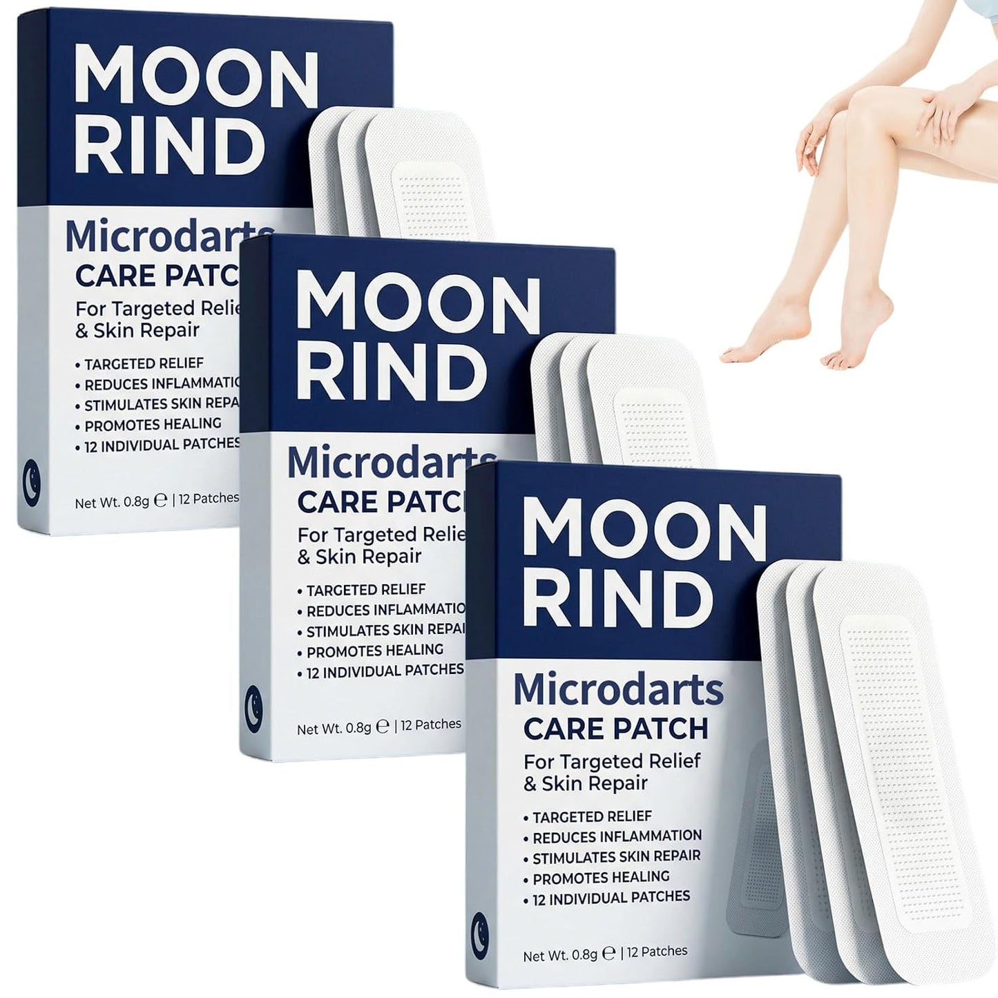 Moon Rind VeinTarget Microdarts Patch - Professional Varicose Veins Treatment for Legs | Natural Ingredients, 3 Pcs