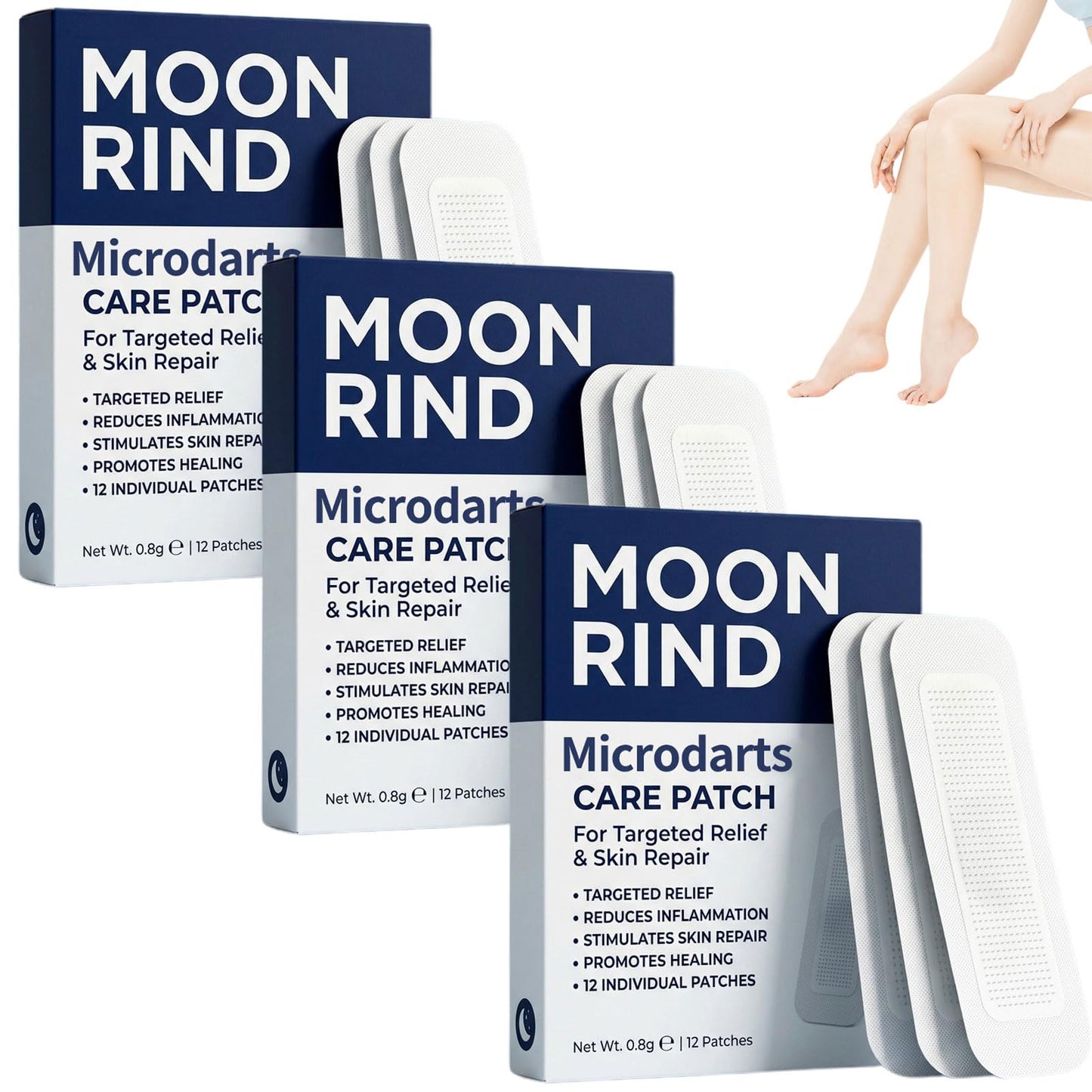 Moon Rind VeinTarget Microdarts Patch, Professional Varicose Veins Treatment for Legs Patches, Moon Rind Vein Patches, Ease blood Circulation,Natural Ingredients Leg Treatment for All Skin Types (3PC)