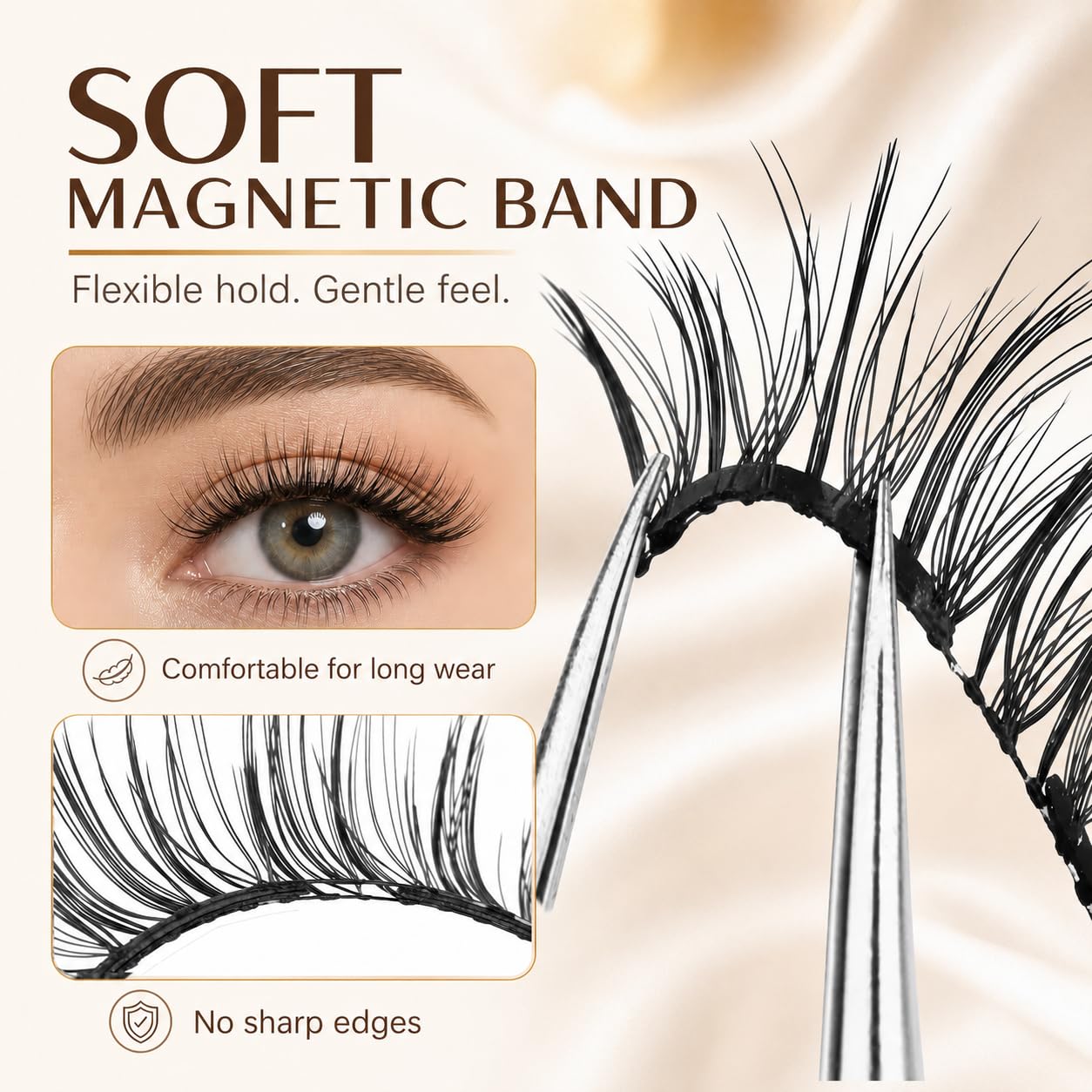ZeroG Magnetic Eyelashes Kit with Applicator - No Glue Needed, Reusable & Natural Look, Wispy, Easy to Apply for Beginners (No.02 Iris Black)