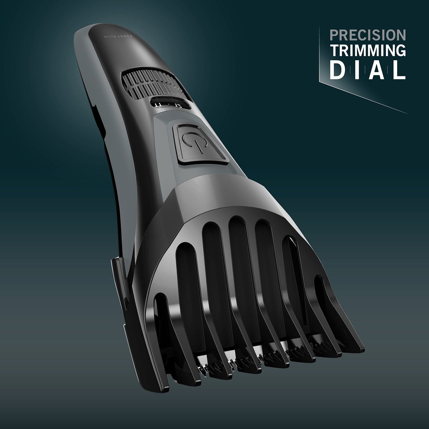Perry Ellis Precision Trimmer for Men Cordless Electric Hair Clipper with Adjustable Dial 1–20mm, Beard & Mustache Grooming Kit, Charging Stand, USB Adapter, 45 Min Runtime, Cleaning Kit Included