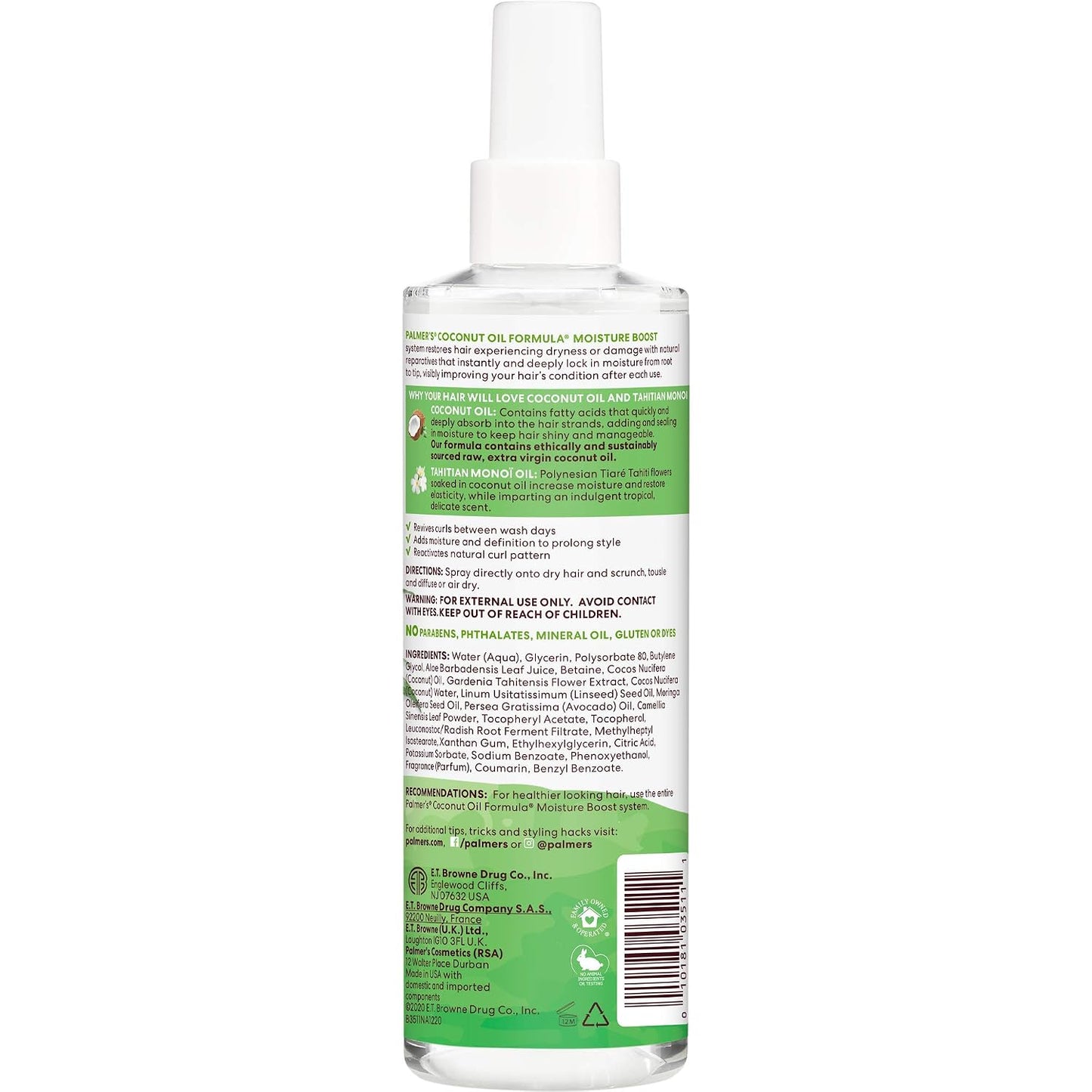 Coconut Oil Curl Refresher Spray - Moisture Boost Formula, 8.5 Ounce